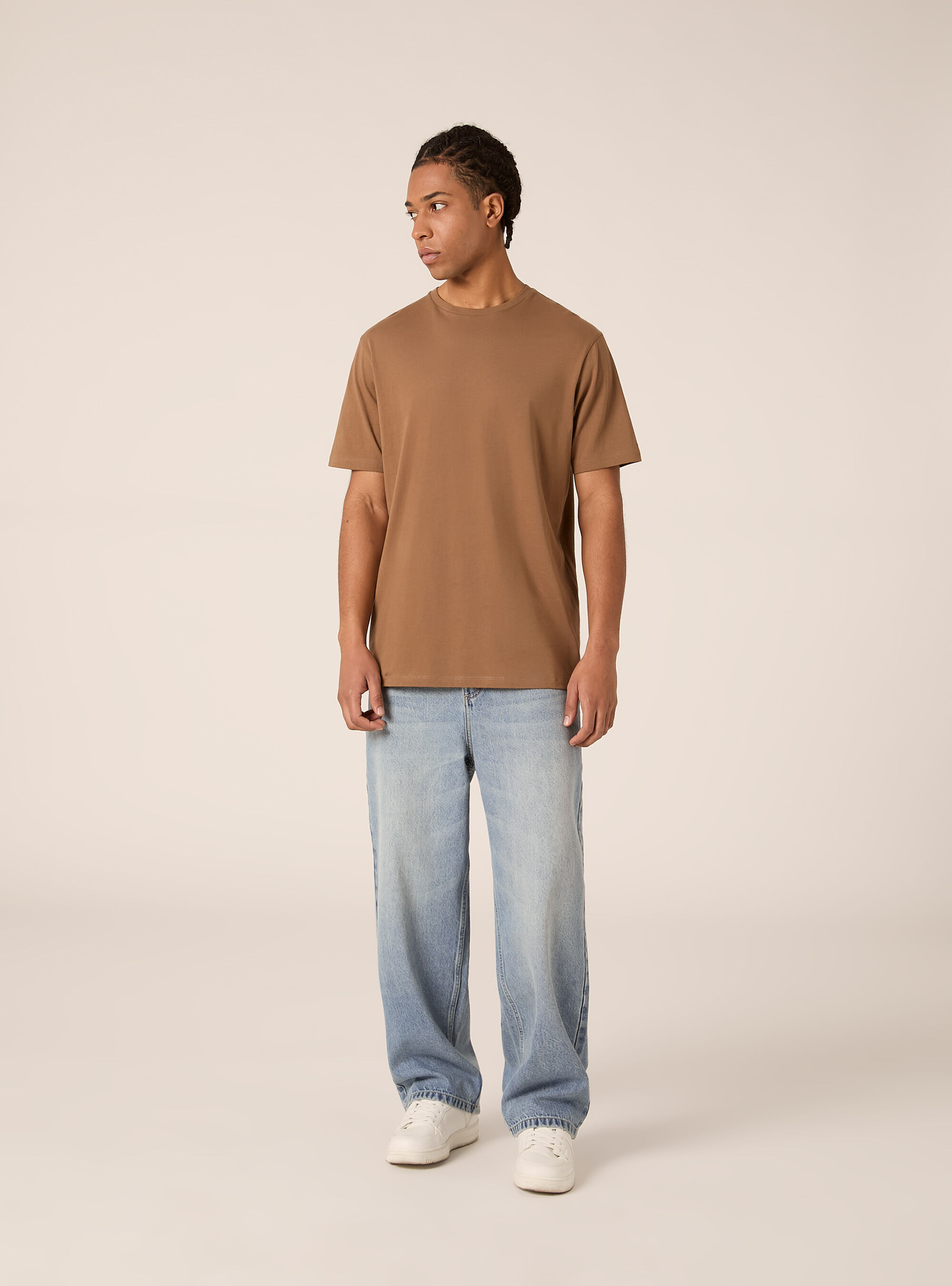 T-shirt basique en coton, BR2 BROWN MEDIUM