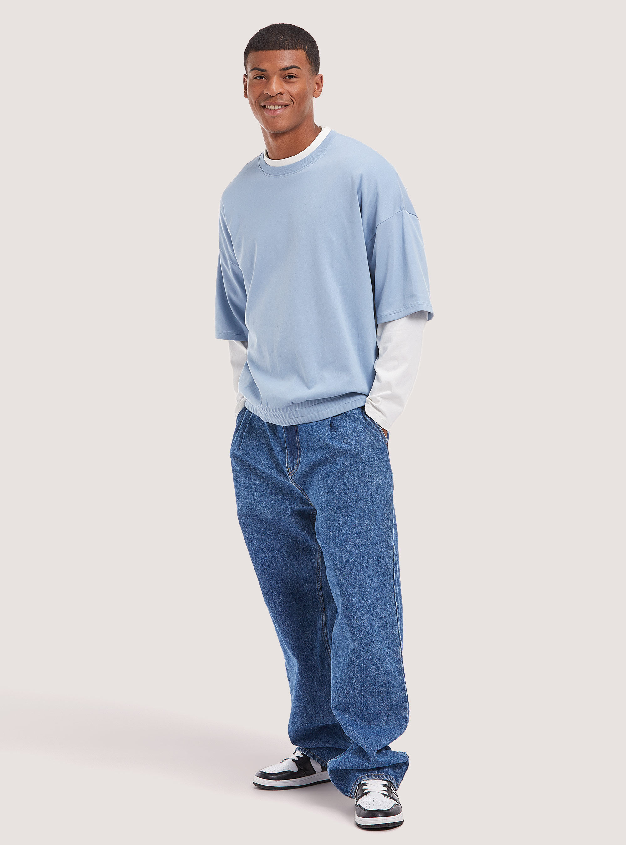 【INCHANT ME】Double Layered Over Fit Sweatshirt Oversized double sleeve sweatshirt
