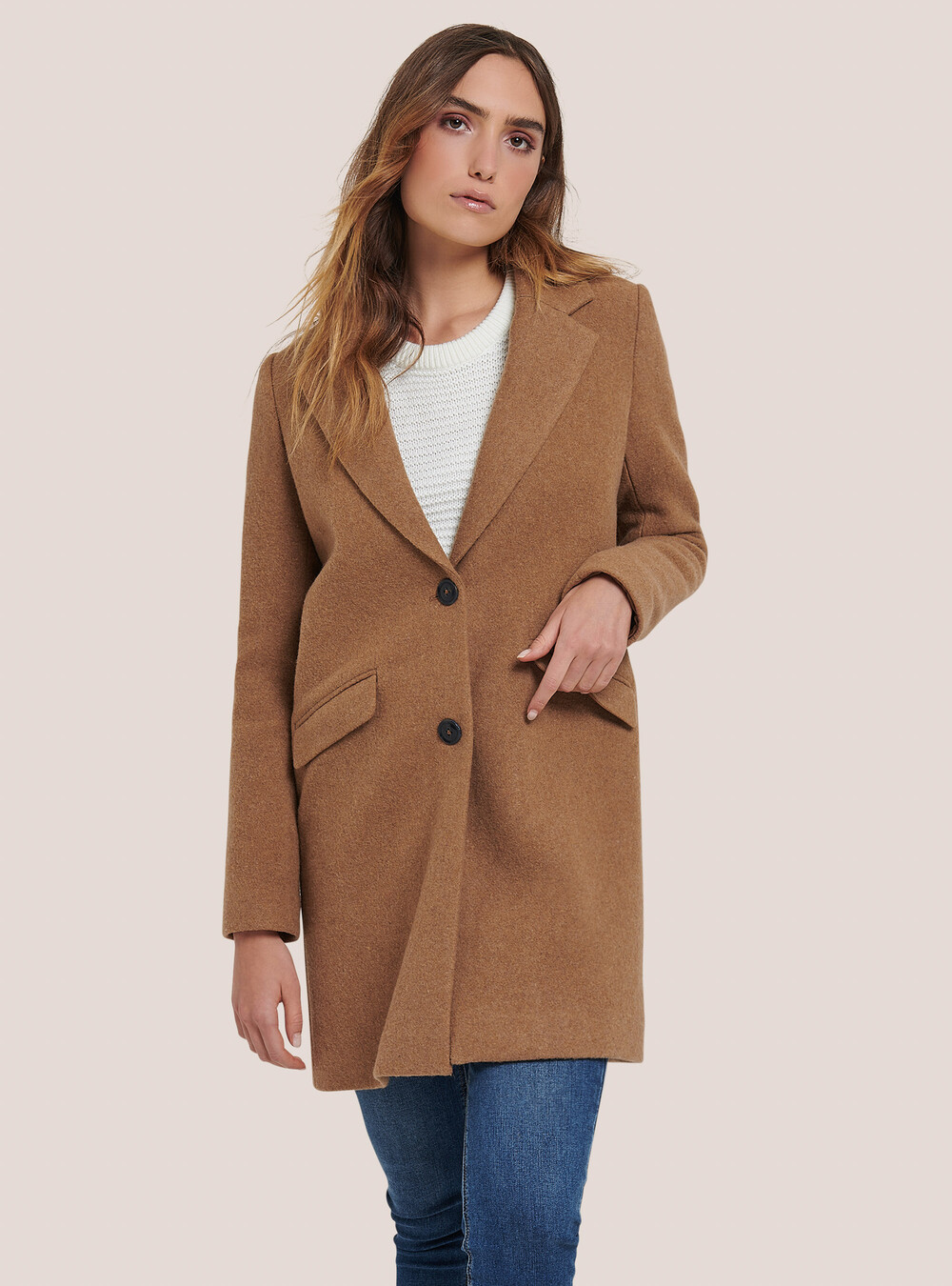 Cappotto monopetto misto lana - Main Image