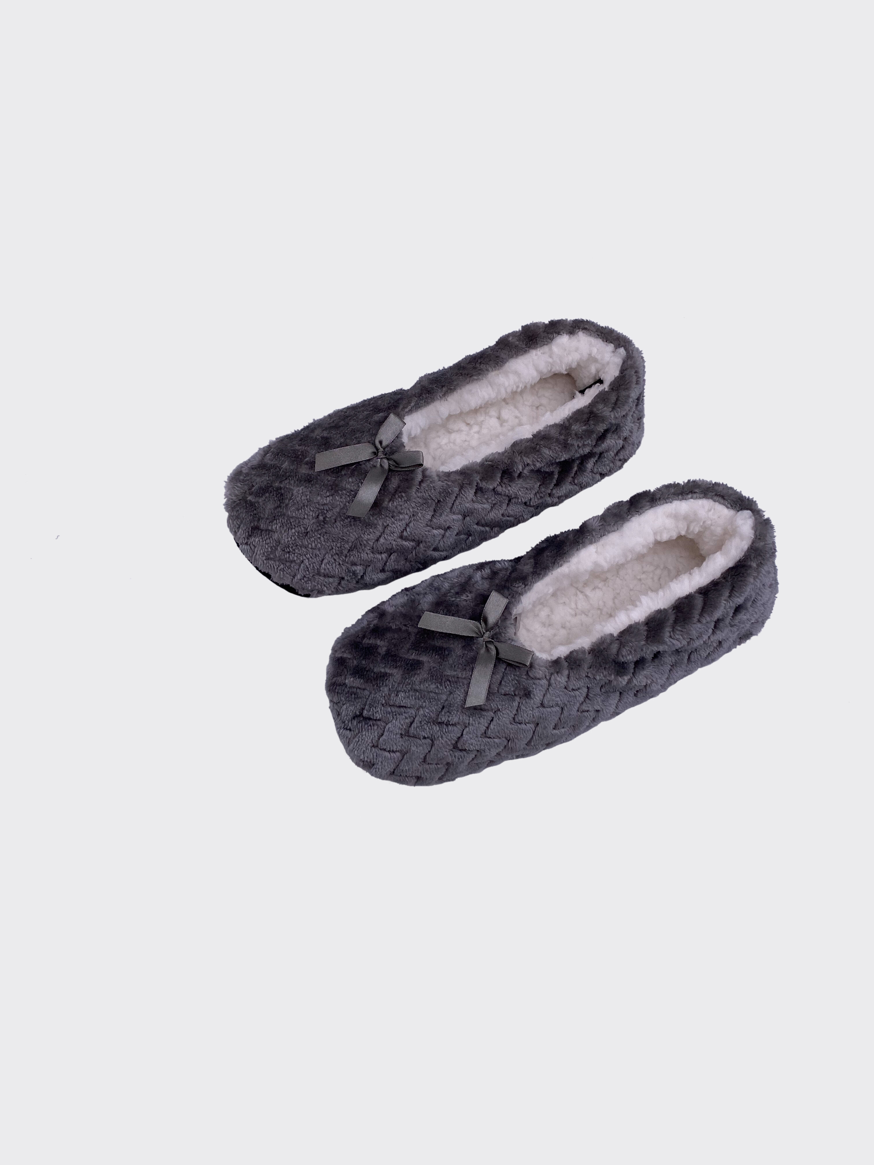 Slippers with bow, LIGHT GREY MELANGE
