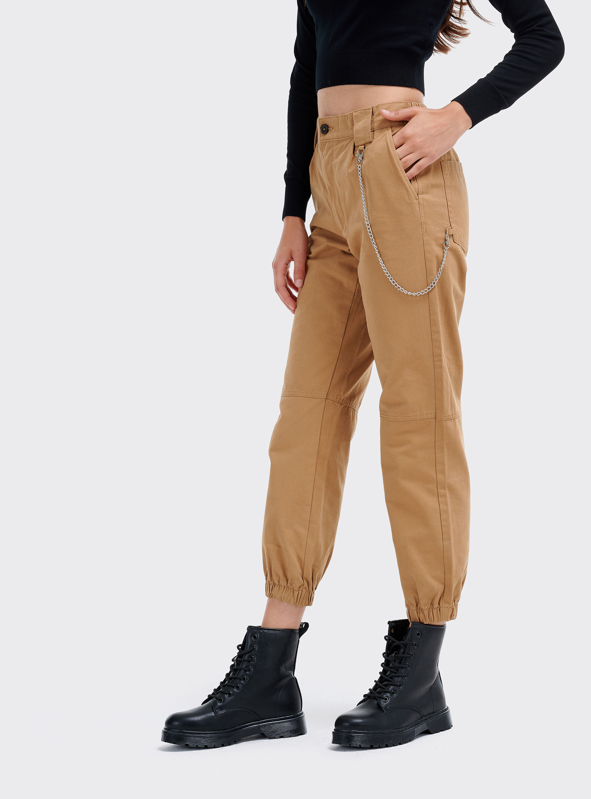 Pantalon utilitaire avec cha ne lat rale et lastique aux chevilles