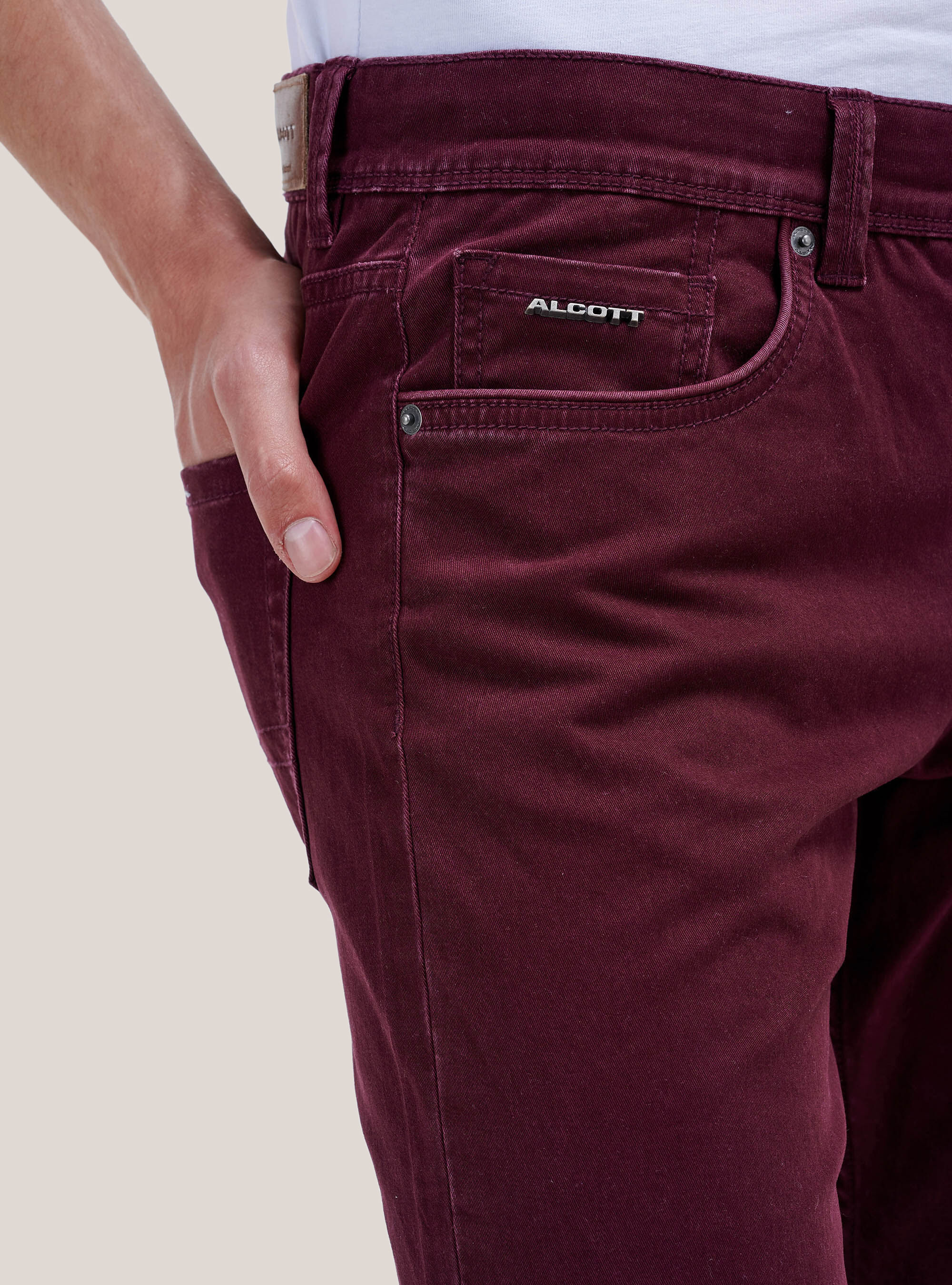 Pantalones skynny de algod&oacute;n reciclado, VINO