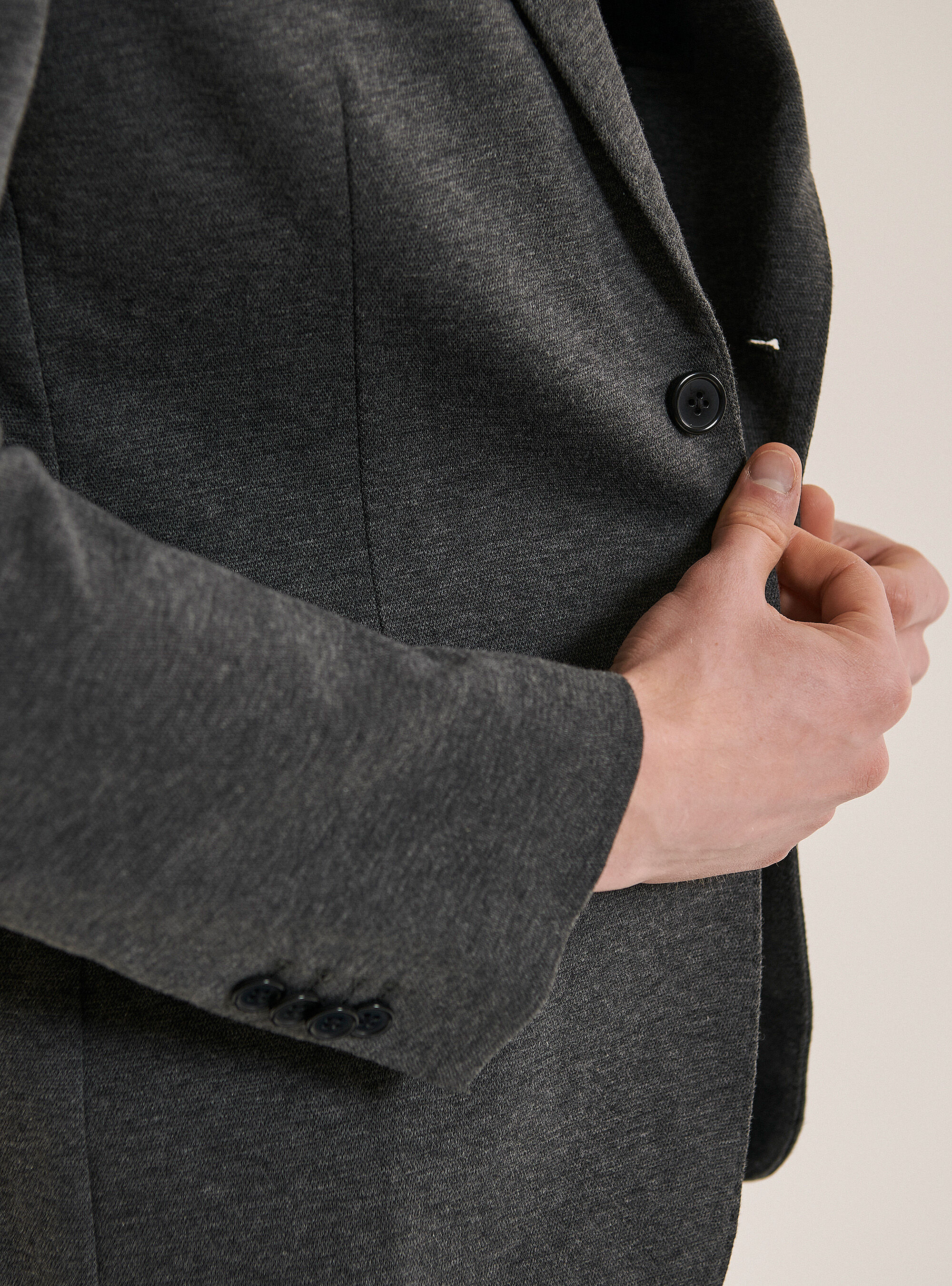 Blazer in cotton piquet, GREY