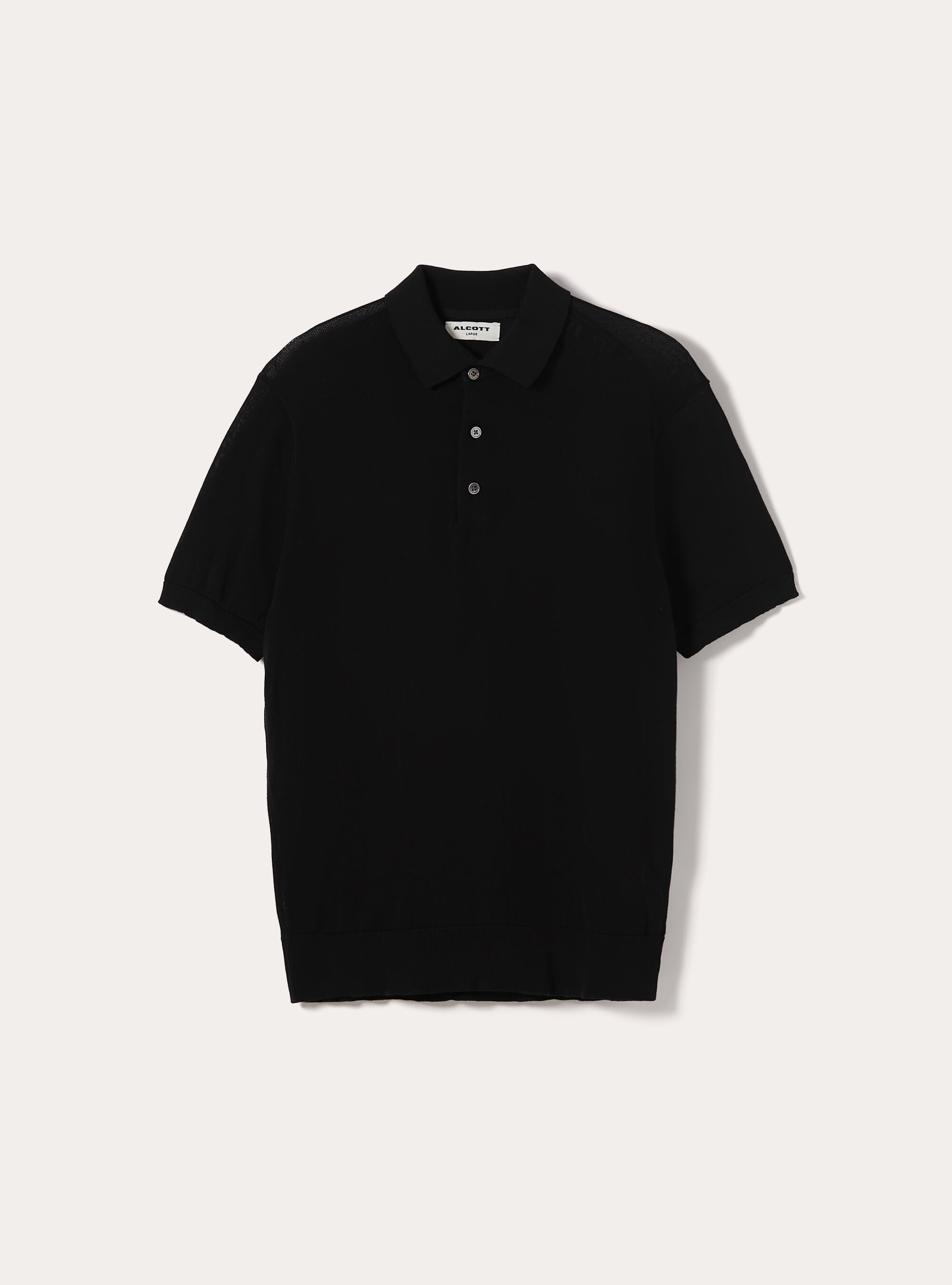 Extrafine cotton knit polo shirt, BK1 BLACK