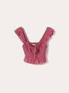 Crepe top with ruffles, PK1 PINK DARK