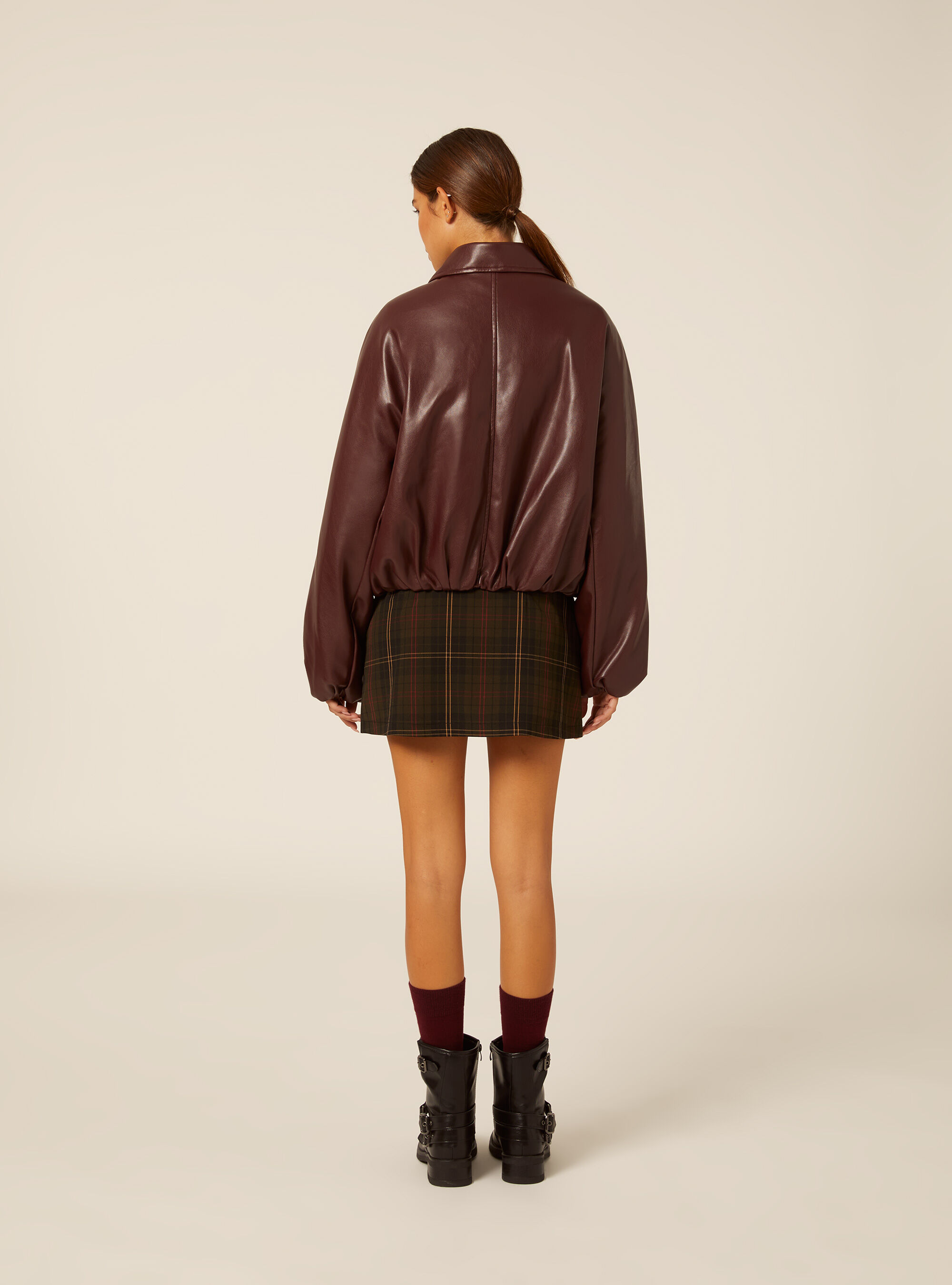 Bomber imbottito effetto pelle, BO1 BORDEAUX DARK