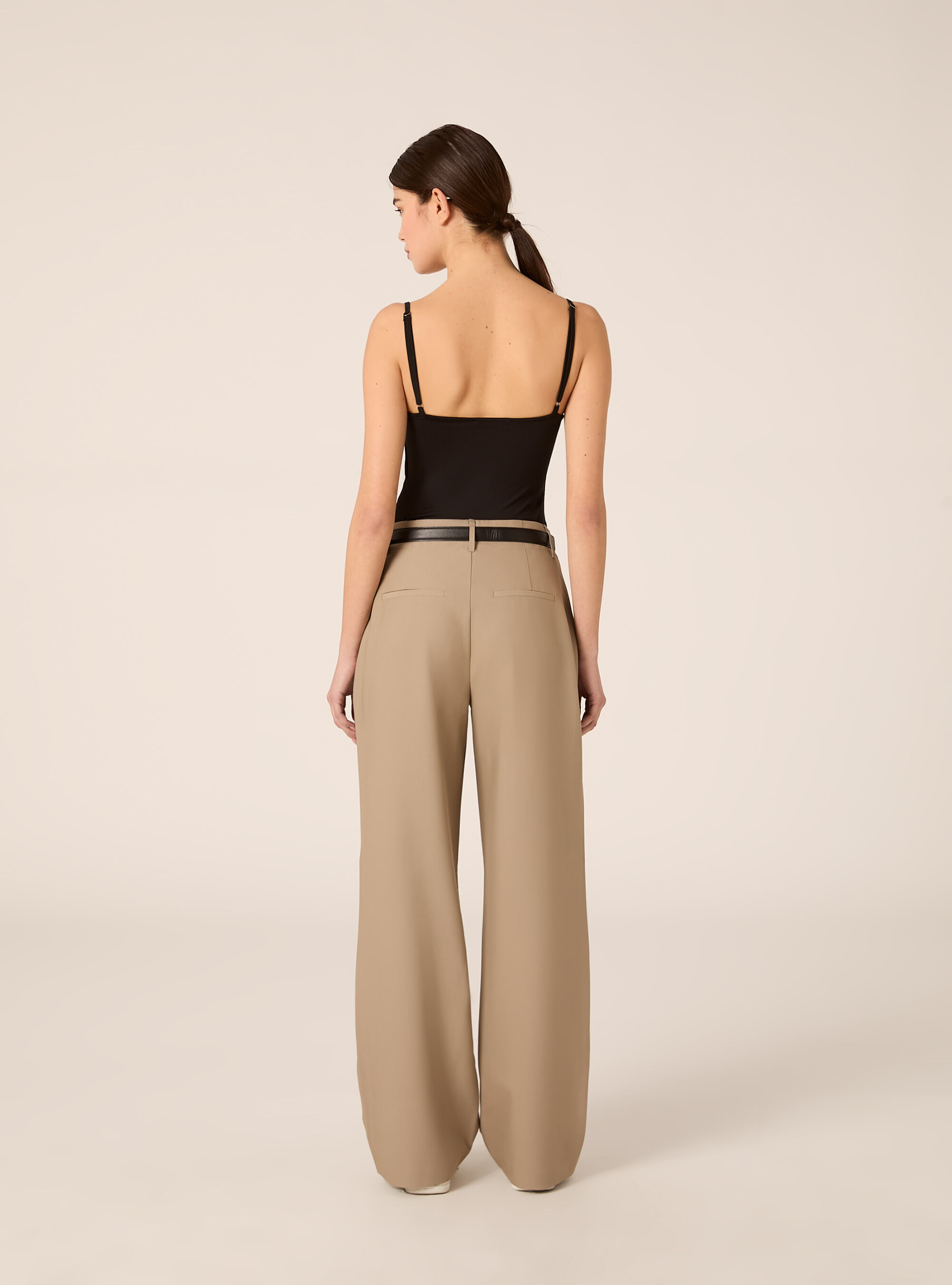 Pantaloni dritti eleganti con cintura, BG2 BEIGE MEDIUM