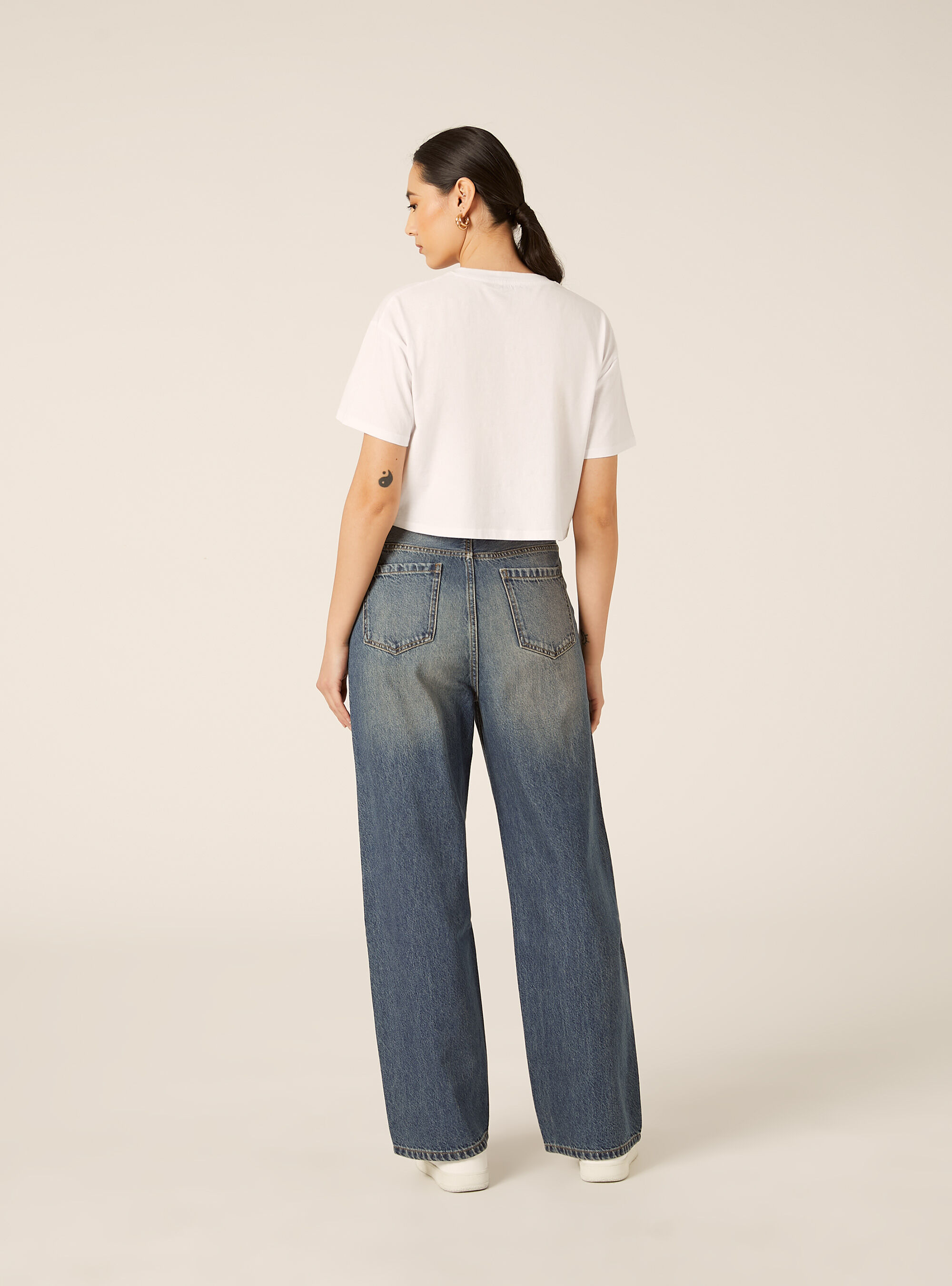 Jeans low wide, D004 MEDIUM LIGHT BLUE