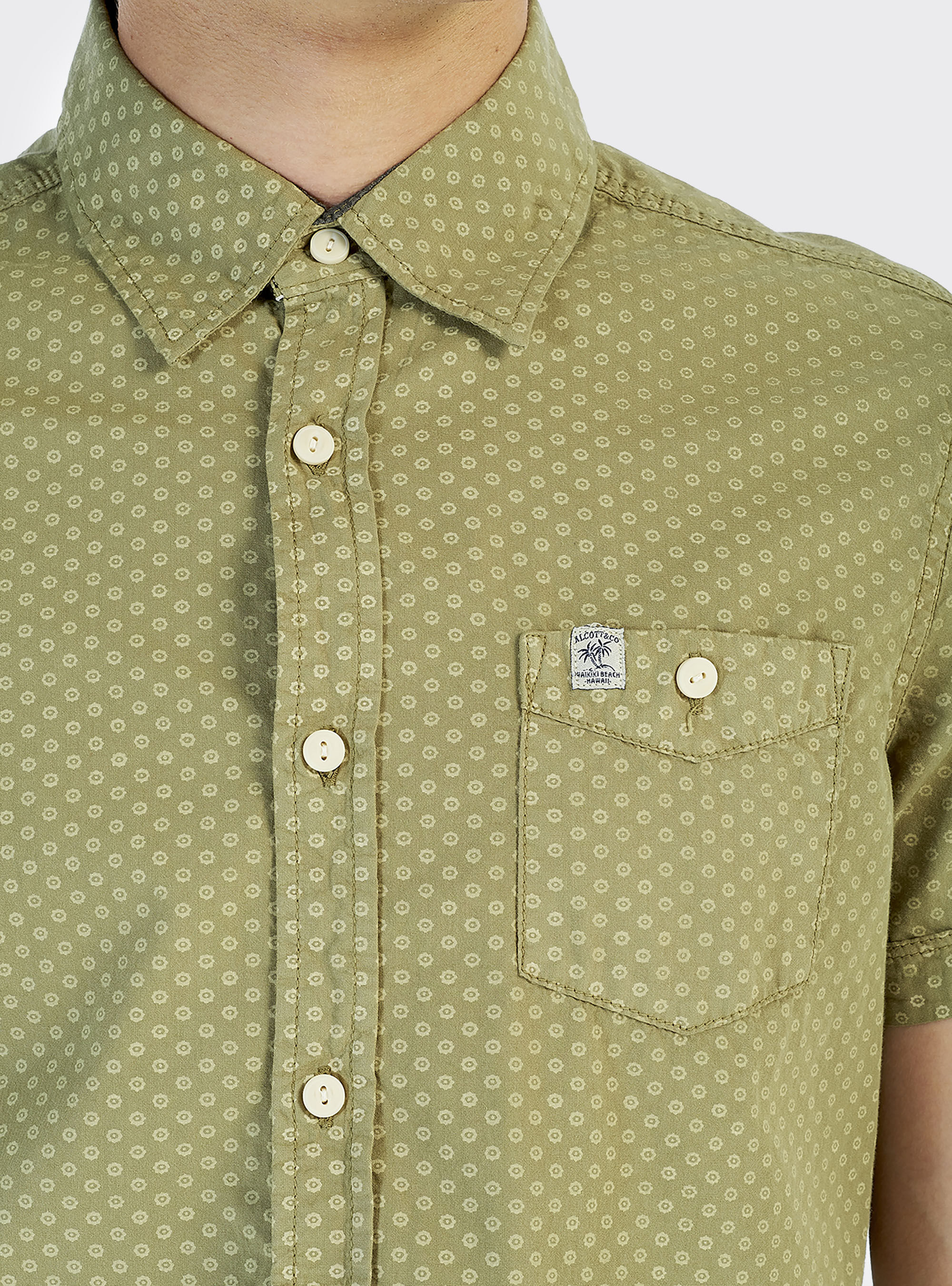 Short sleeve shirt with microfantasy, GREEN