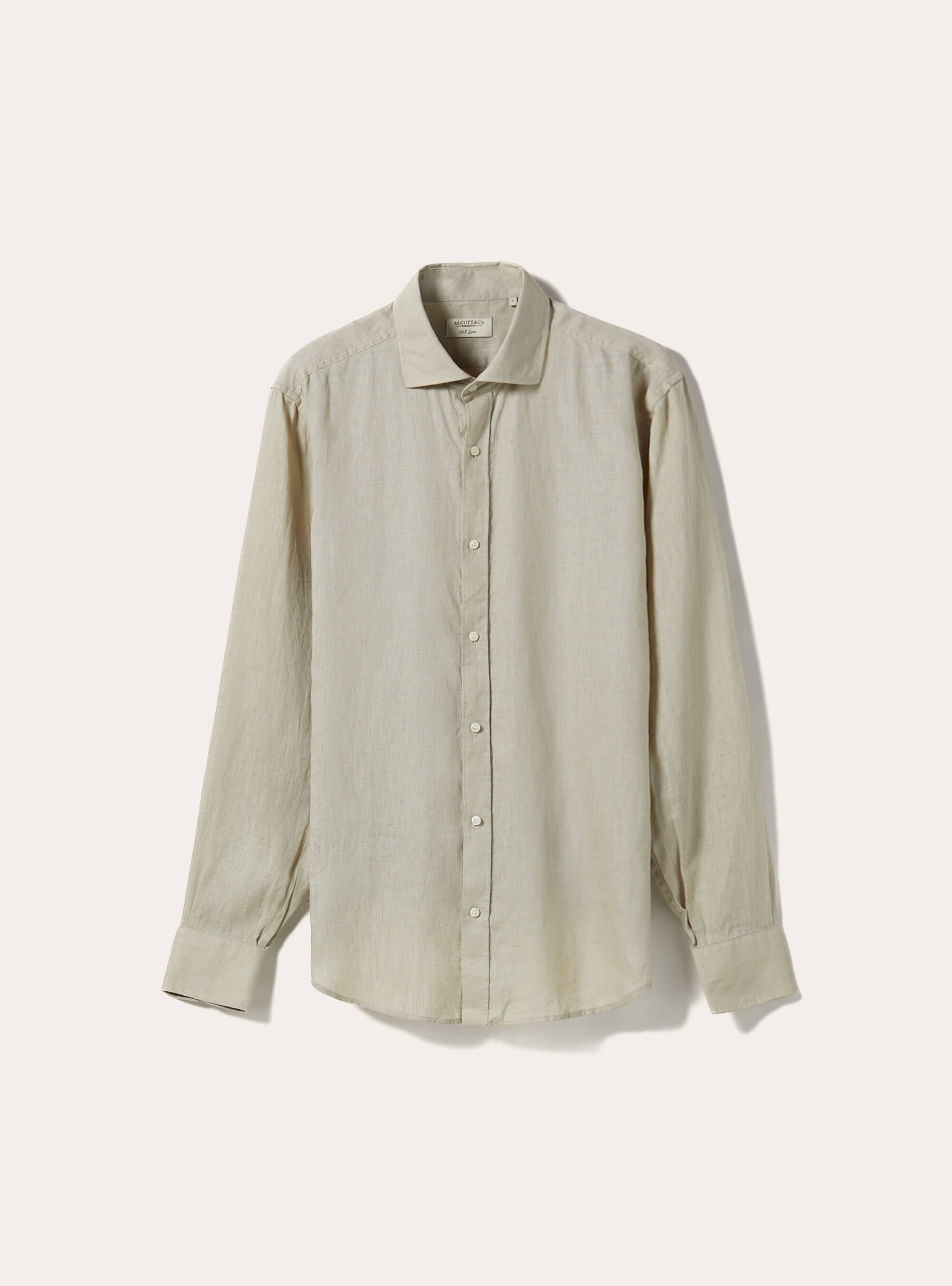 Long-sleeved pure linen shirt, BG2 BEIGE MEDIUM