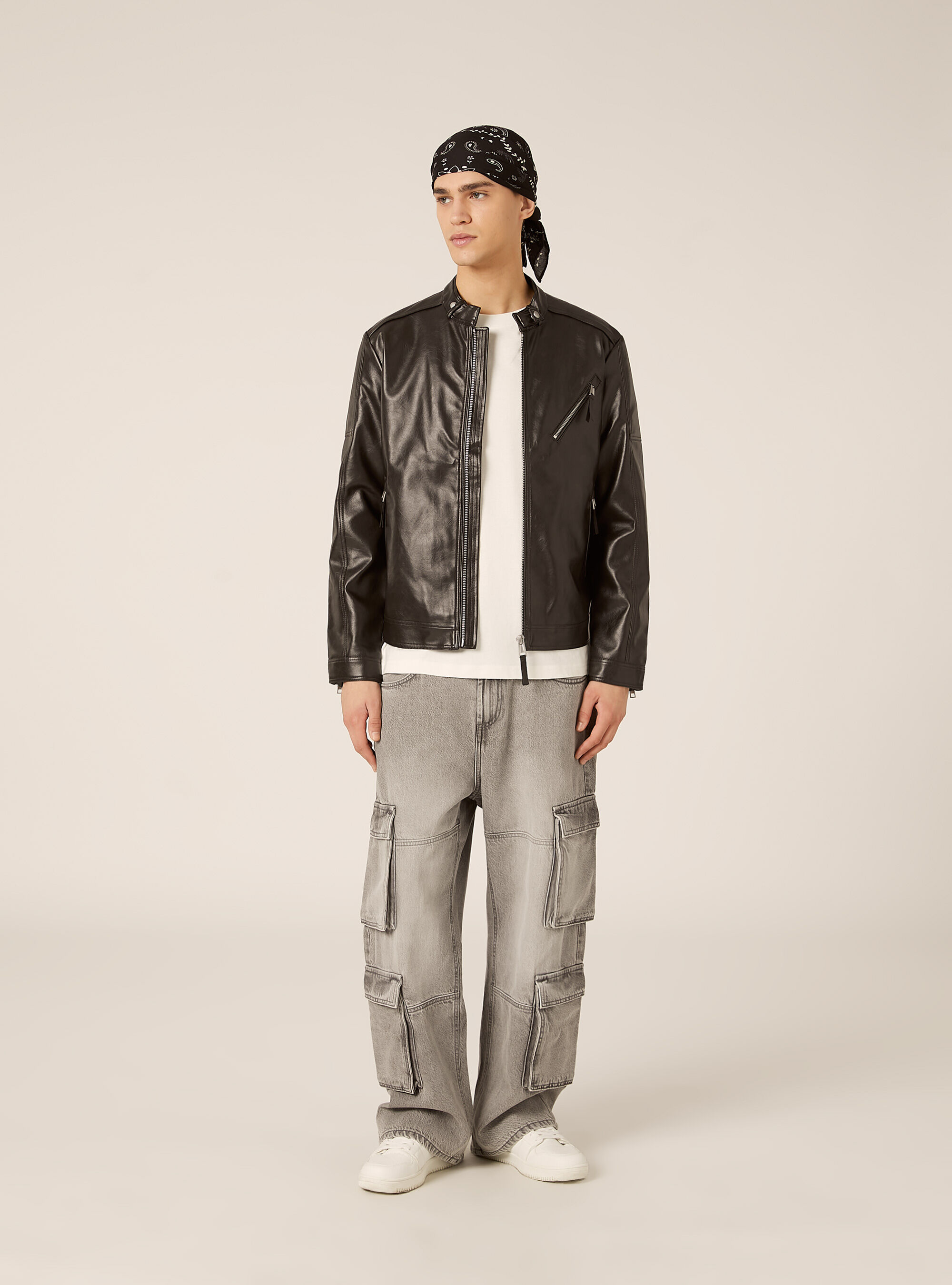 Leather-effect biker jacket