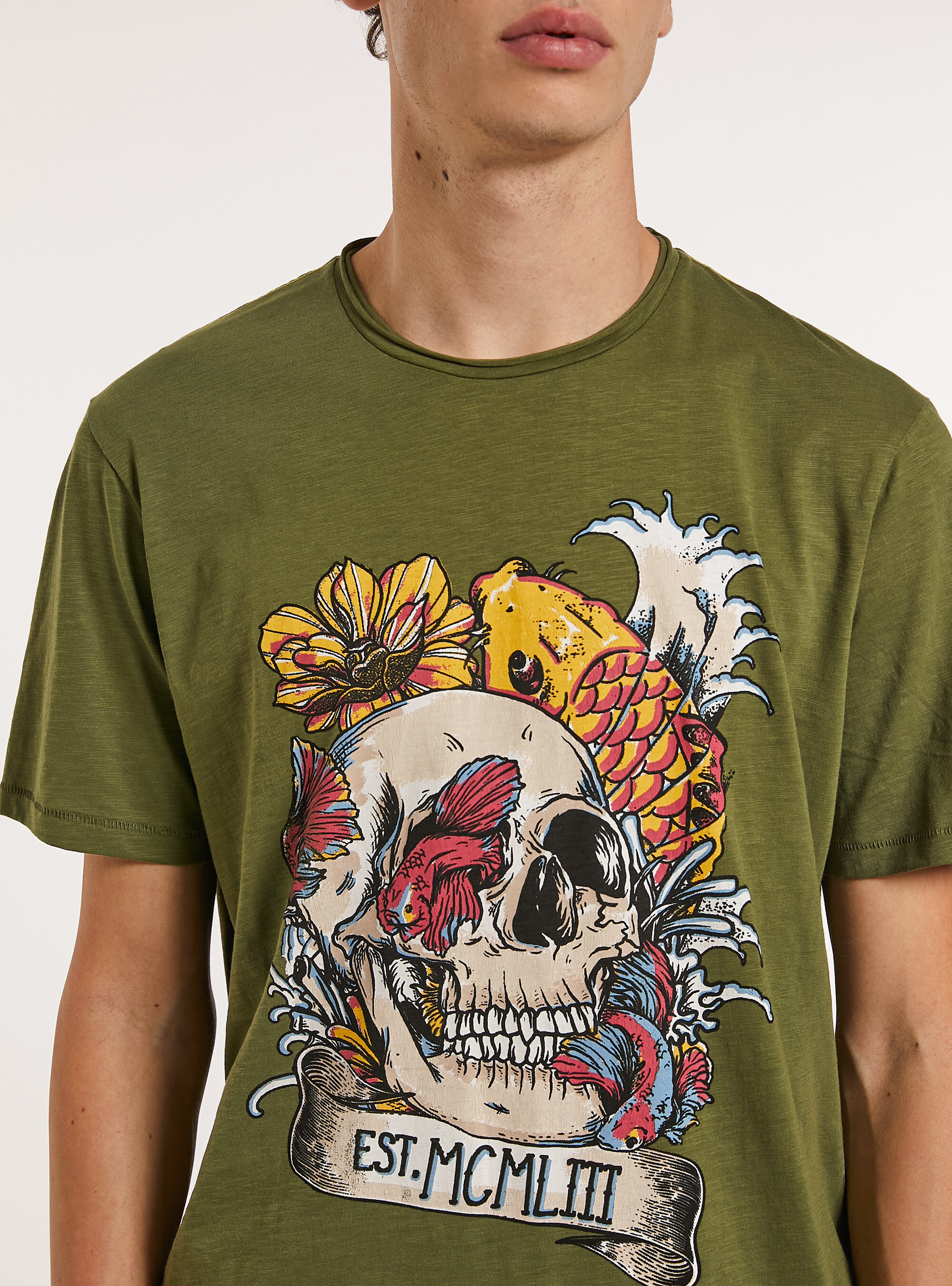 T-shirt en coton avec imprim&eacute;, C6645 KAKY