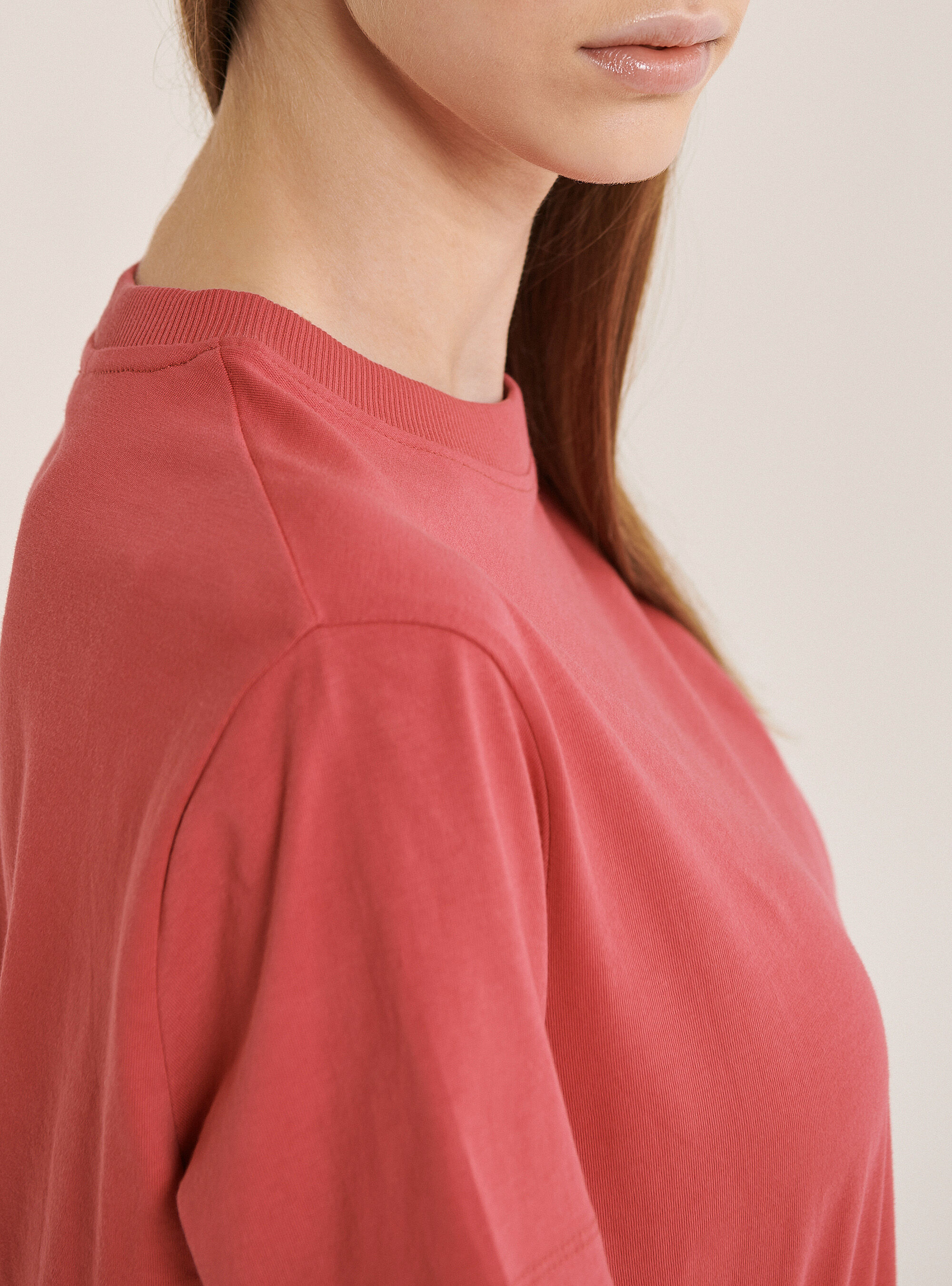 T-shirt en coton peign&eacute; uni essentiel, C4463 PINK