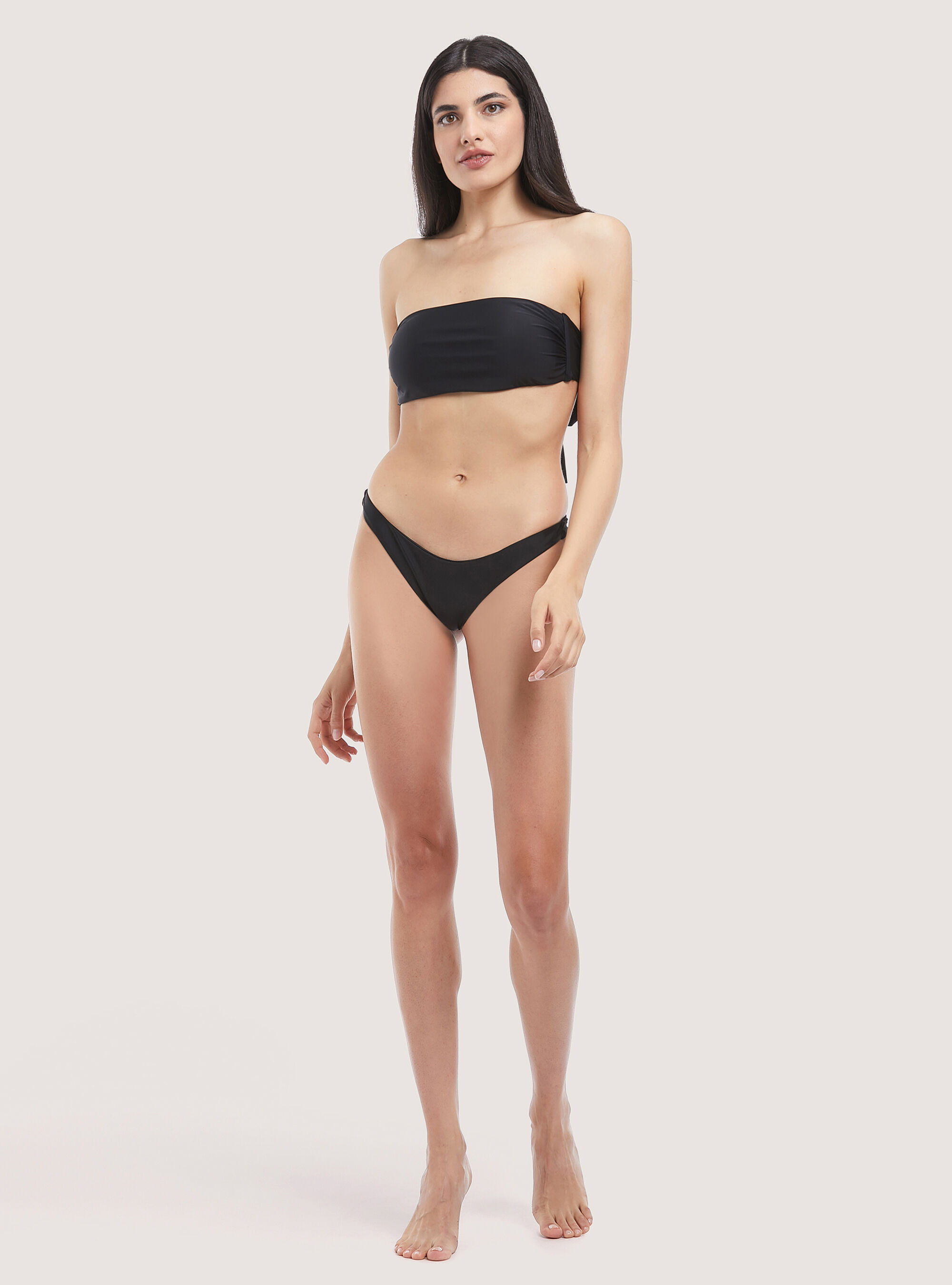 Bandeau top in recycled fabric, BLACK