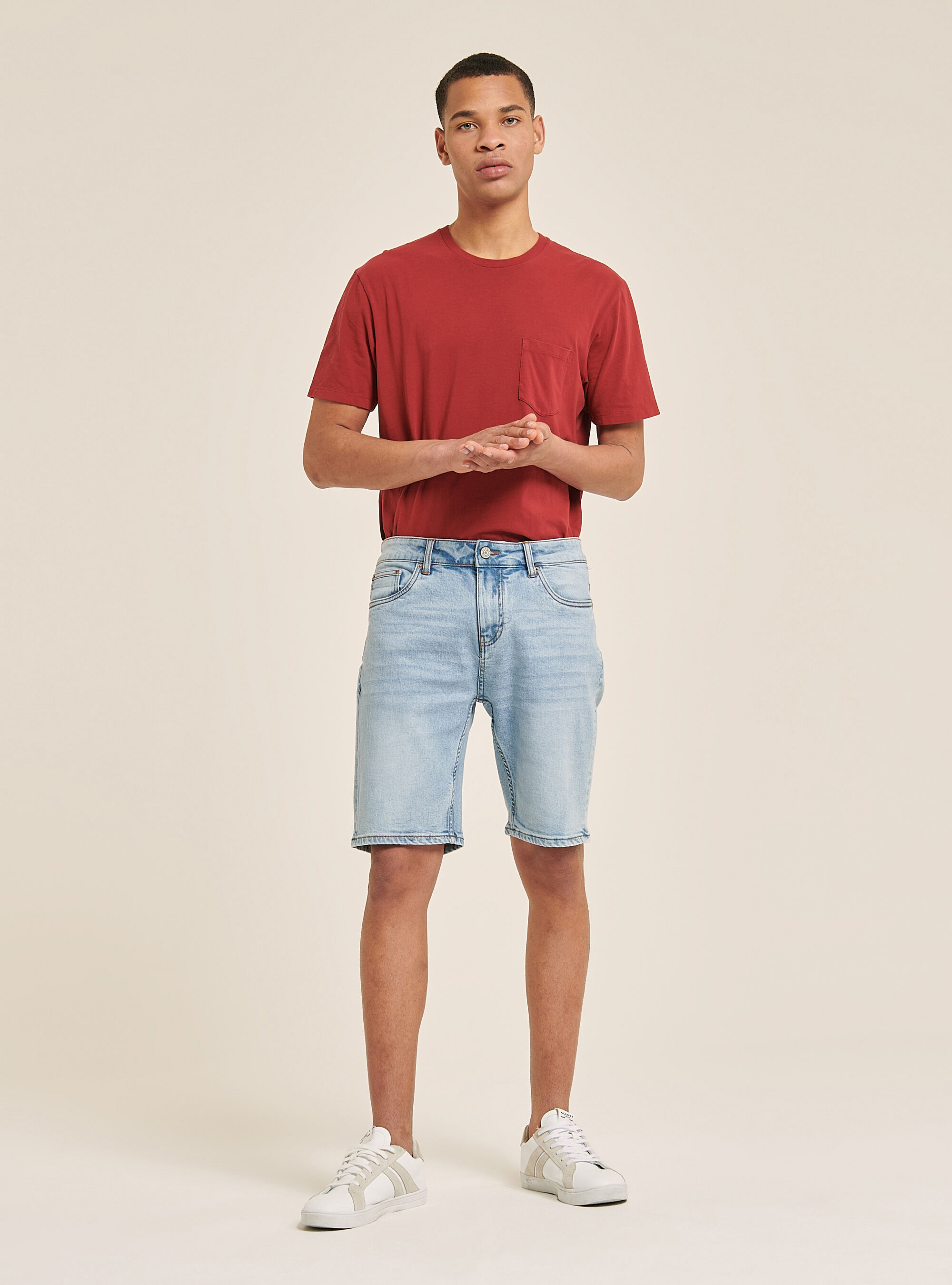 Denim comfort fit shorts bermuda, AZURE