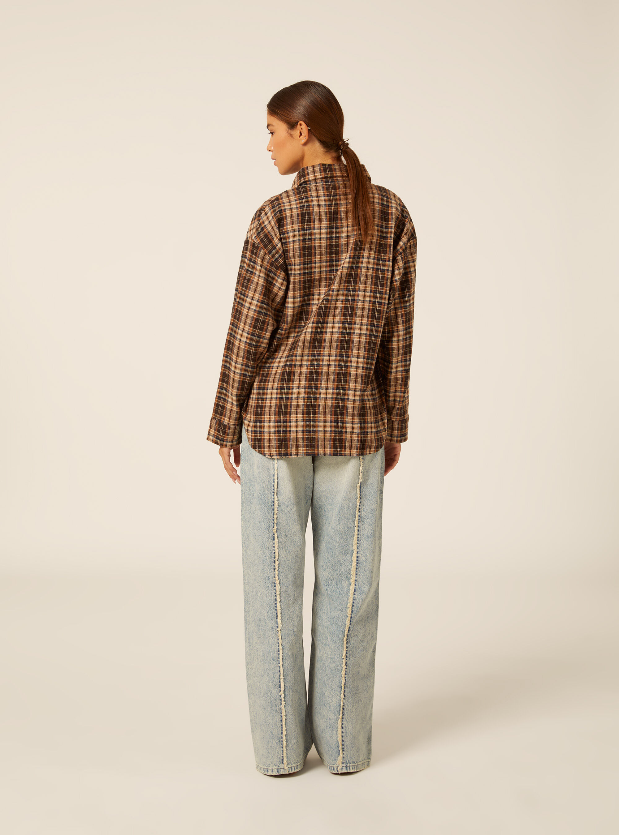 Camicia a quadri, BR2 BROWN MEDIUM