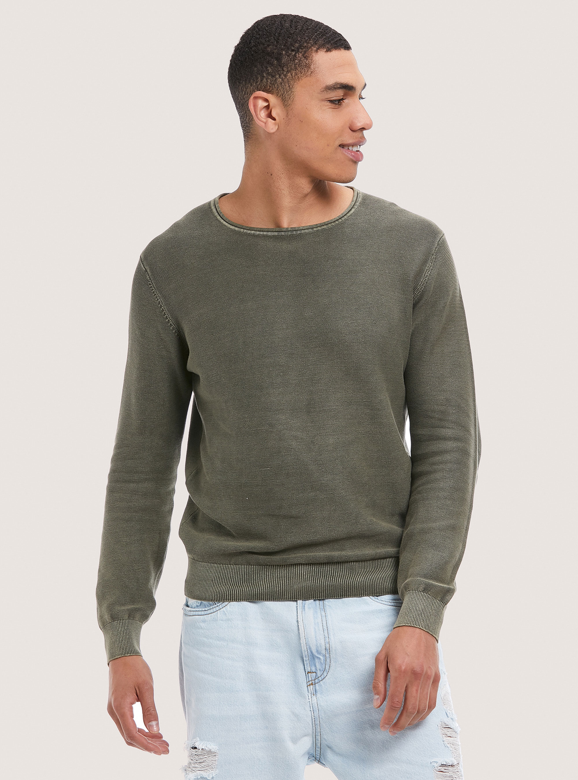 Pullover acidato in cotone, C600 GREEN