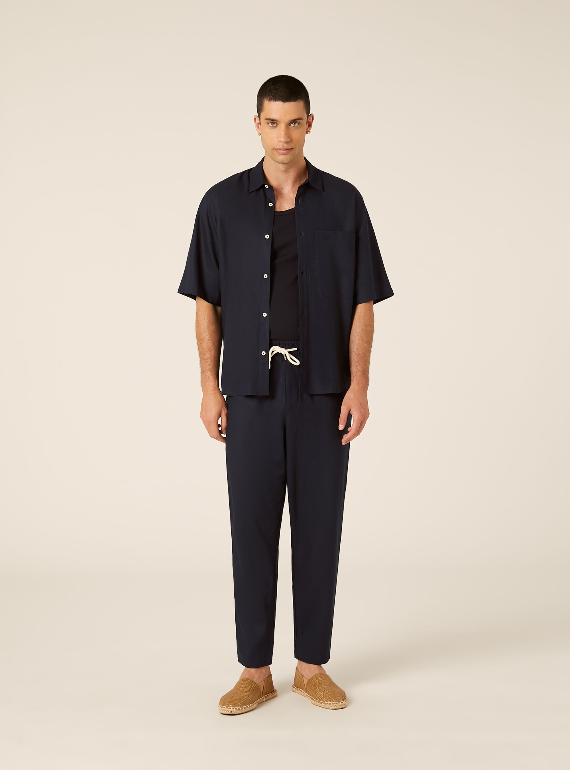 Pantalaccio in misto lino  con coulisse in vita