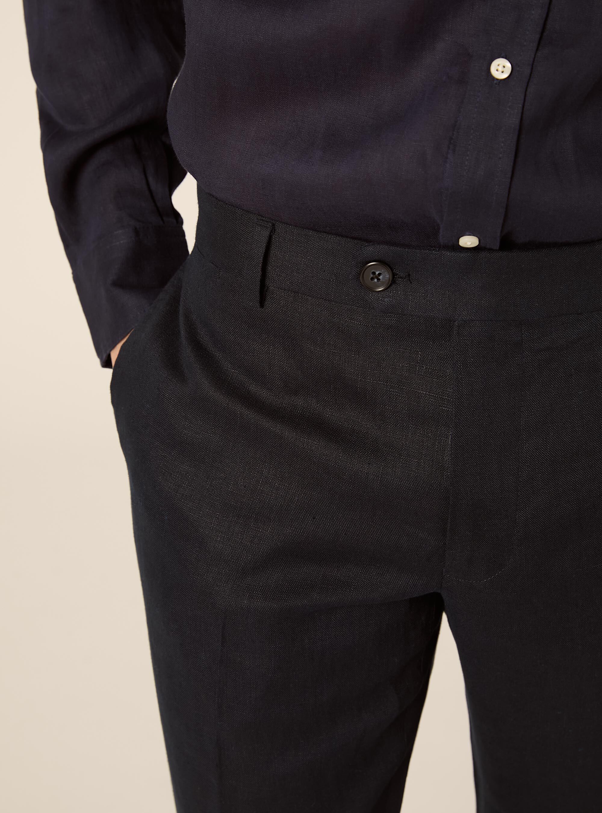 Pantaloni in lino, NA1 NAVY DARK