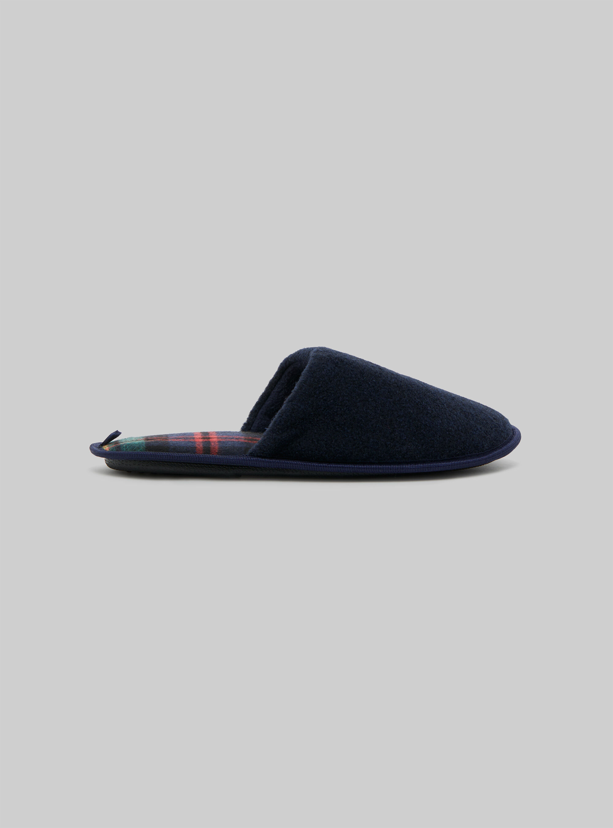 Slippers with tartan lining, NA1 NAVY DARK