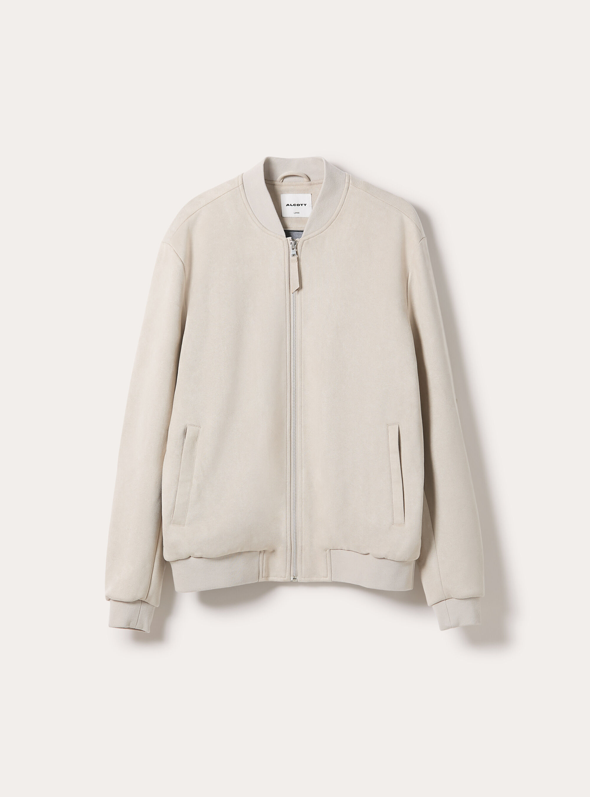 Suede-effect bomber jacket, CR3 CREAM LIGHT