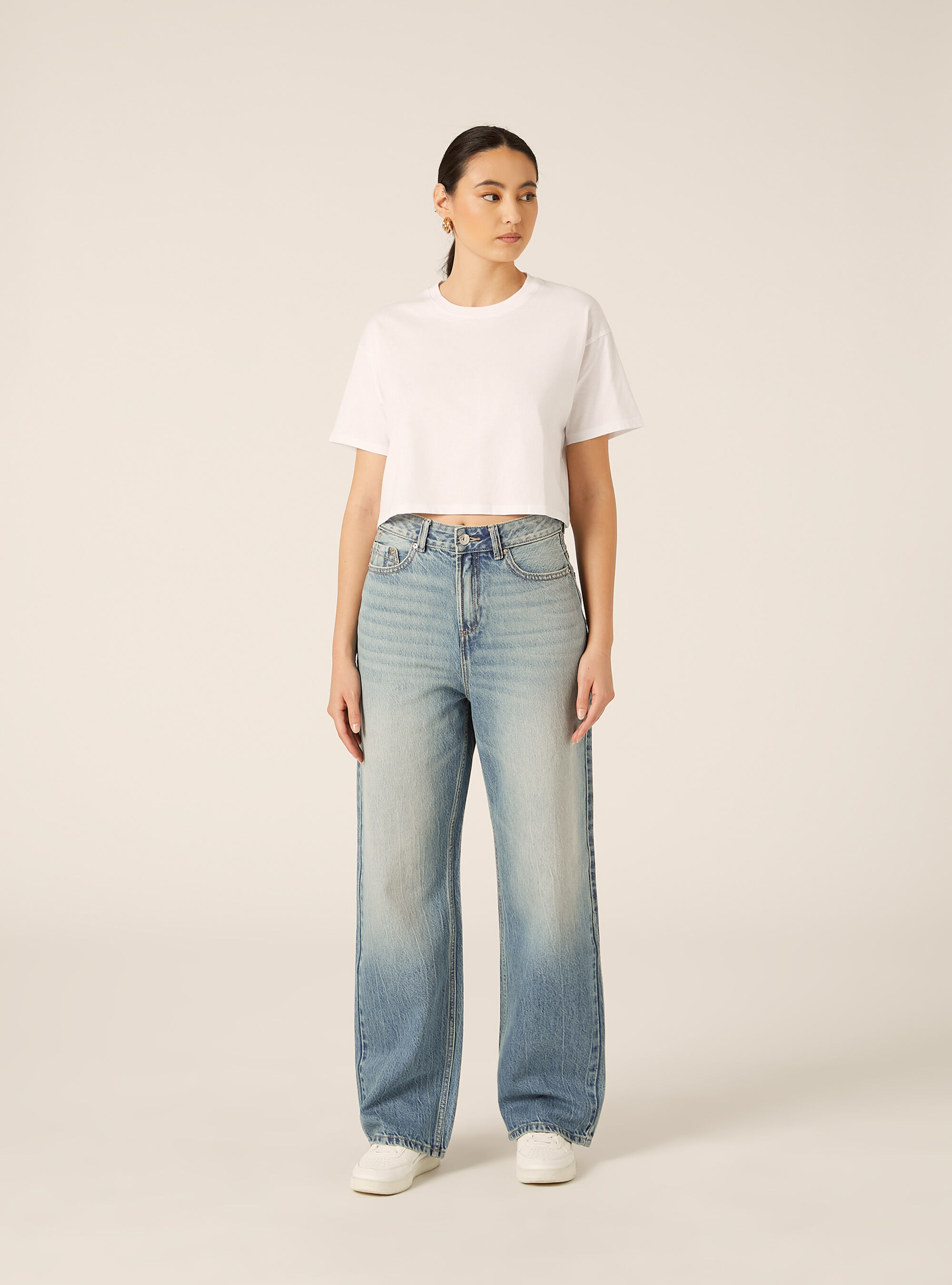 Jeans low wide, D006 AZURE
