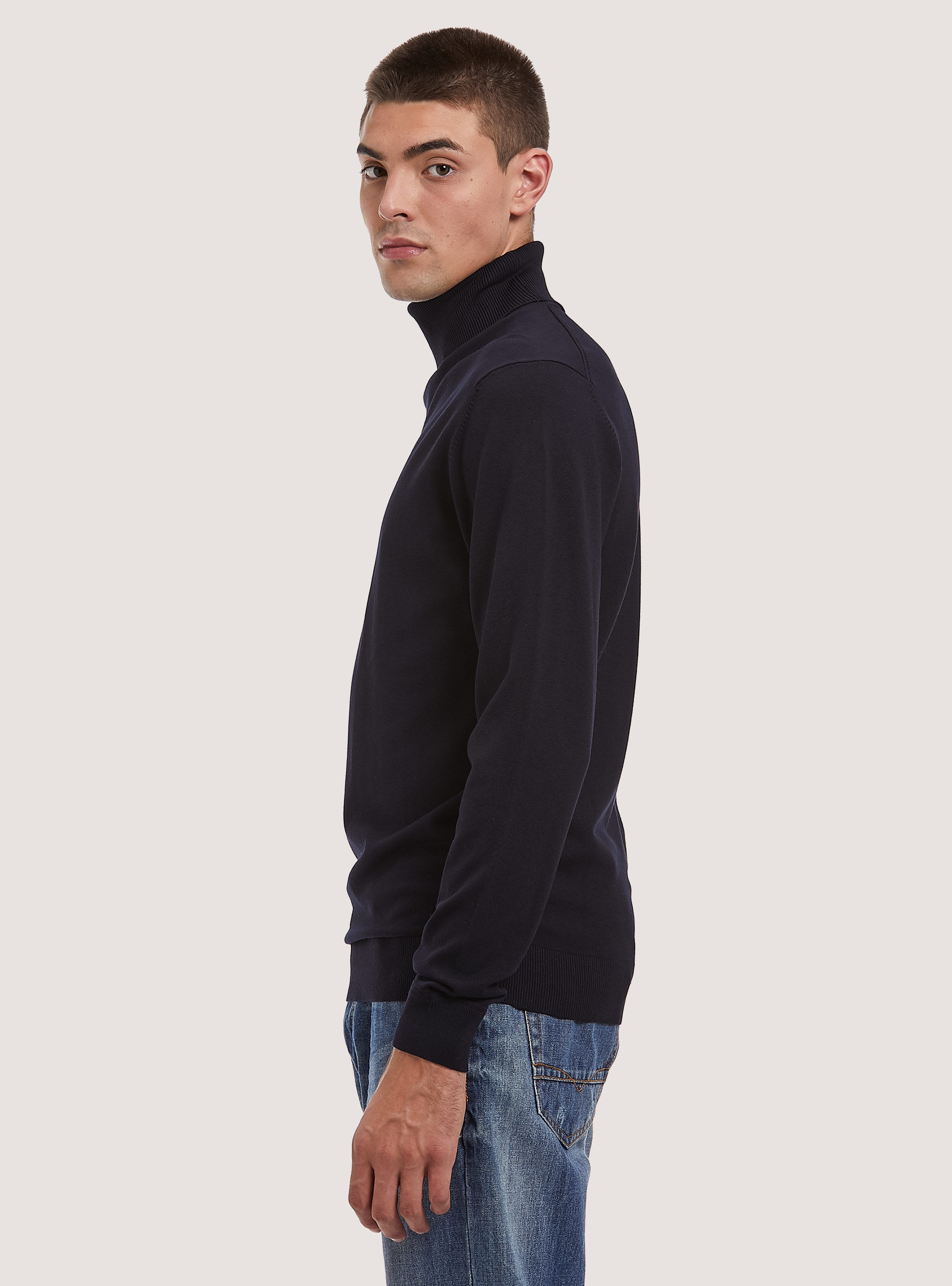 Plain-coloured turtleneck pullover, NA1 NAVY DARK
