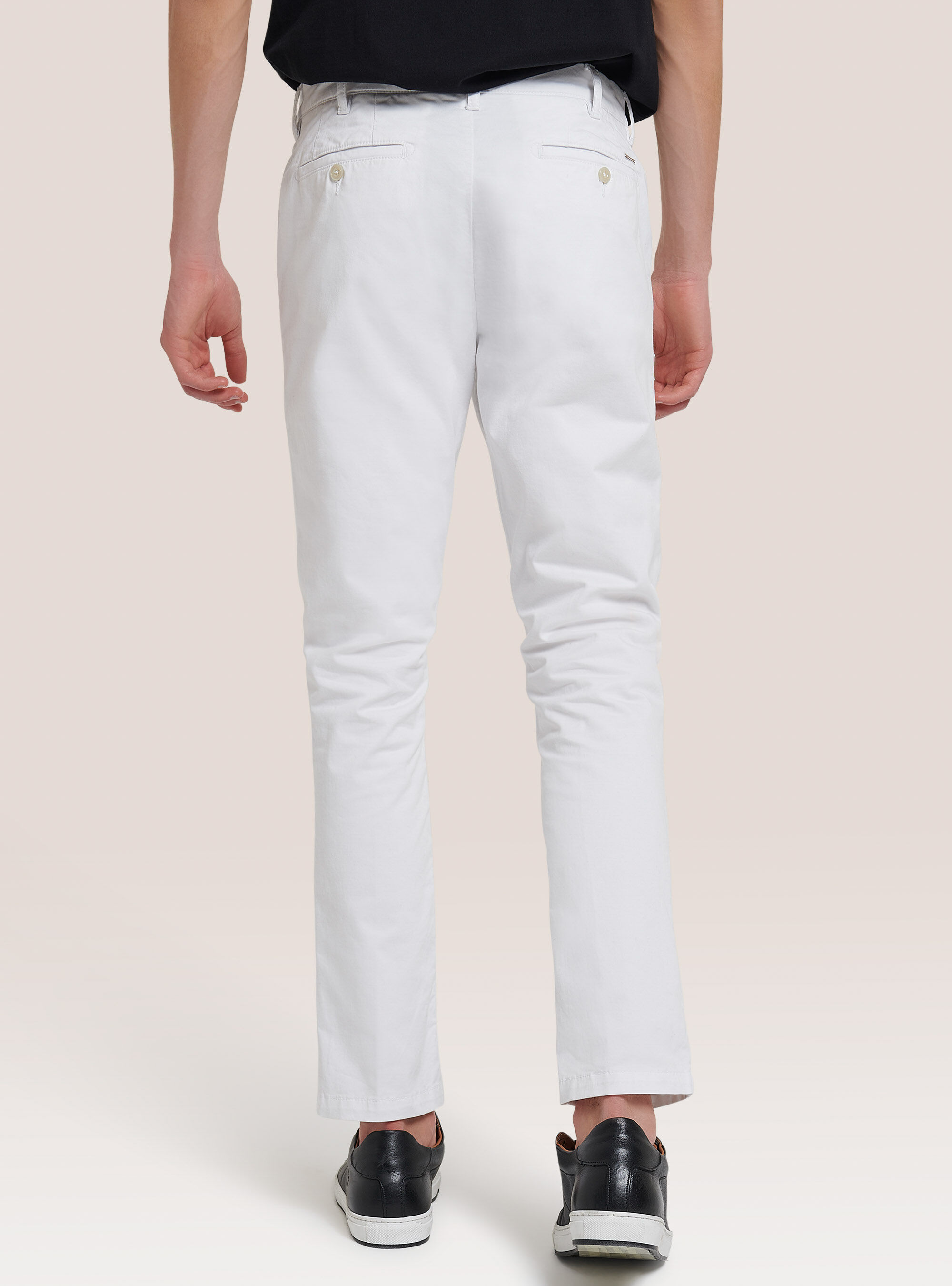 Pantaloni chinos classici in cotone, C028 OFF WHITE