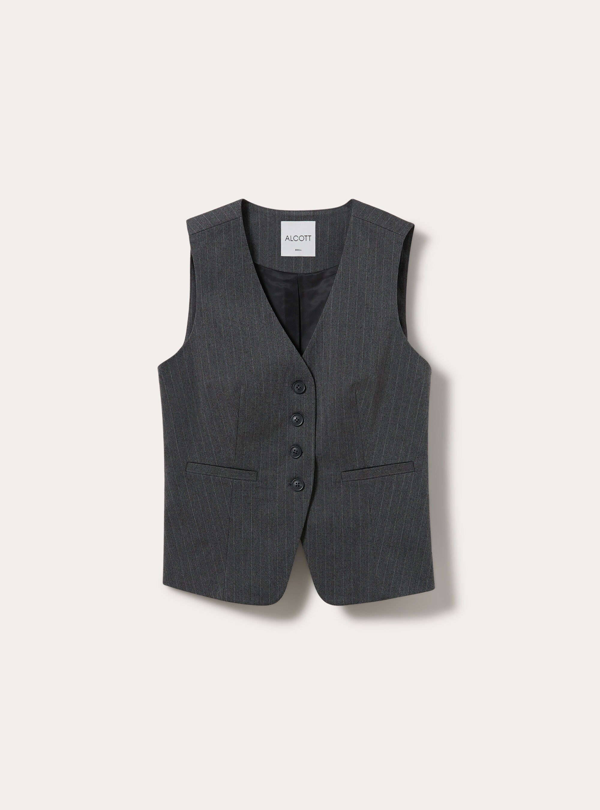 Chaleco sastre de un solo boton con estampado clasico, MGY1 GREY MEL DARK