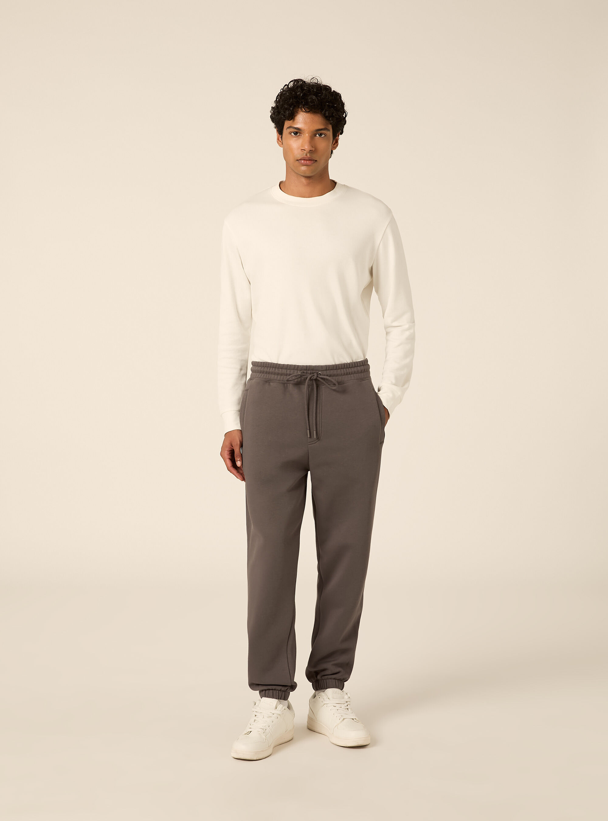 Jogger basico con coulisse ed elastico in vita, GY1 GREY DARK