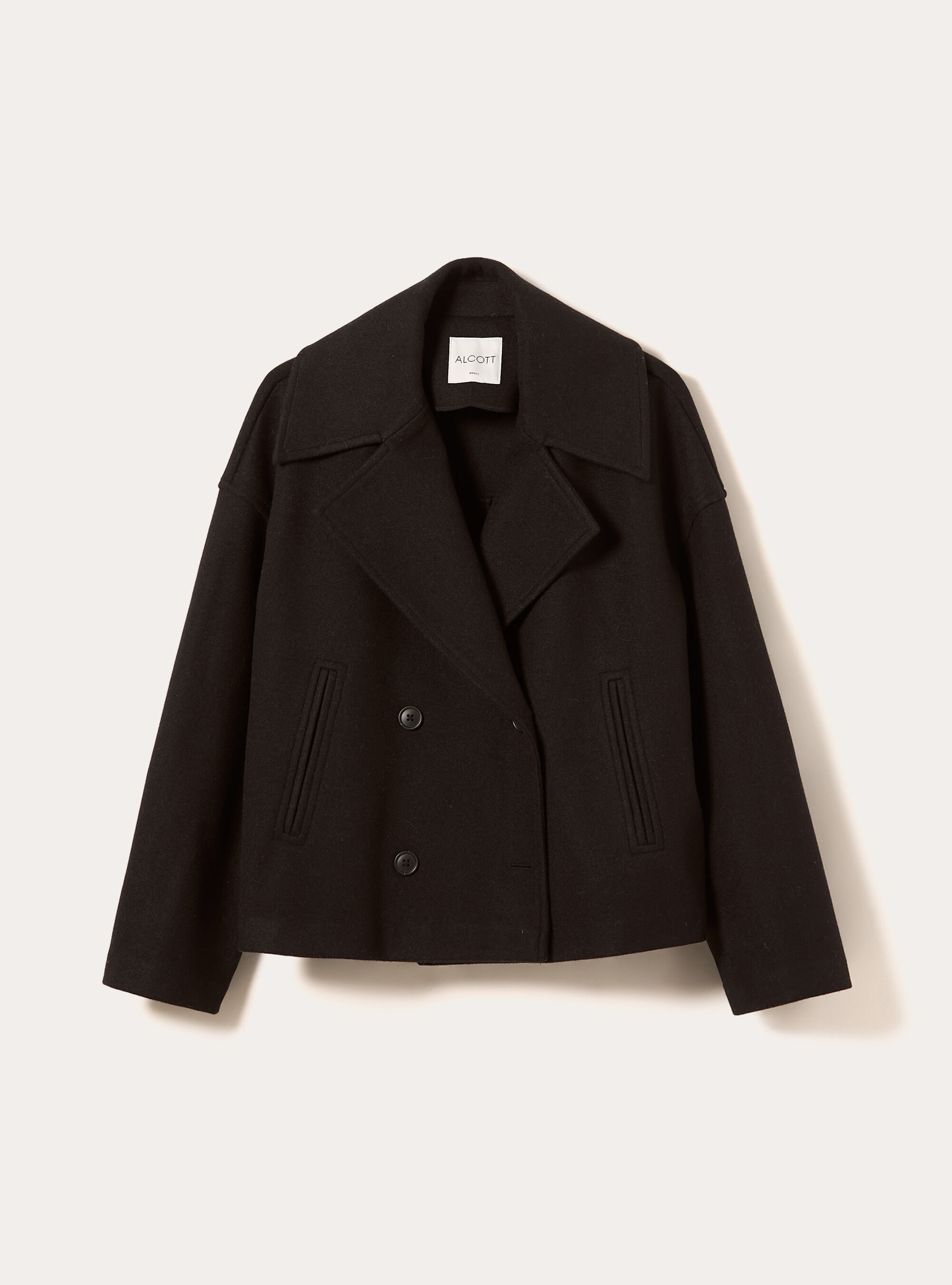 Short wool coat, BK1 BLACK