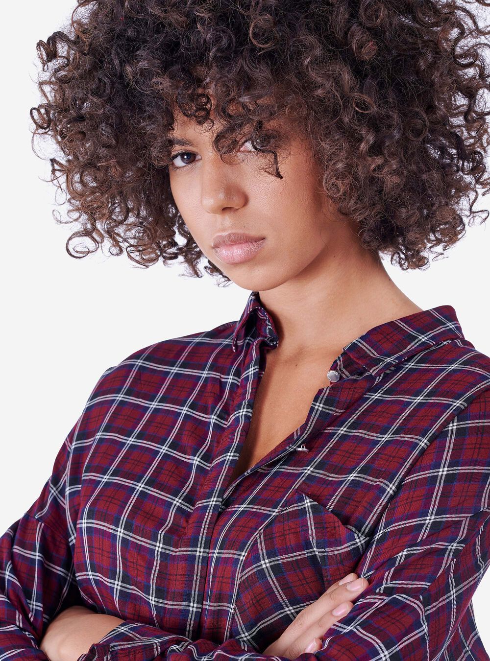 Checkered Oversized Shirt With Lace Alcott Cf1642do