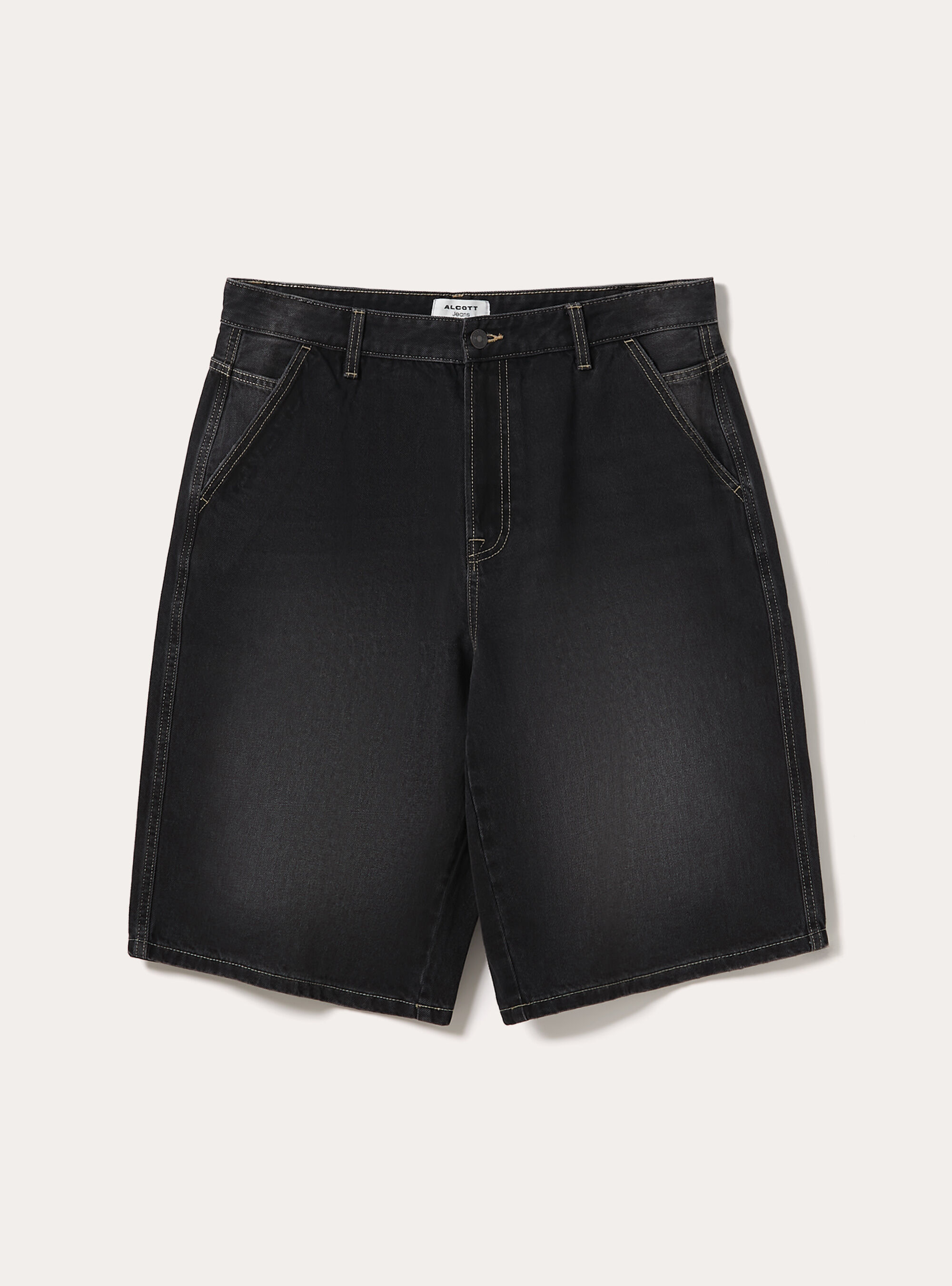 Jorts in denim loose fit, D000 BLACK