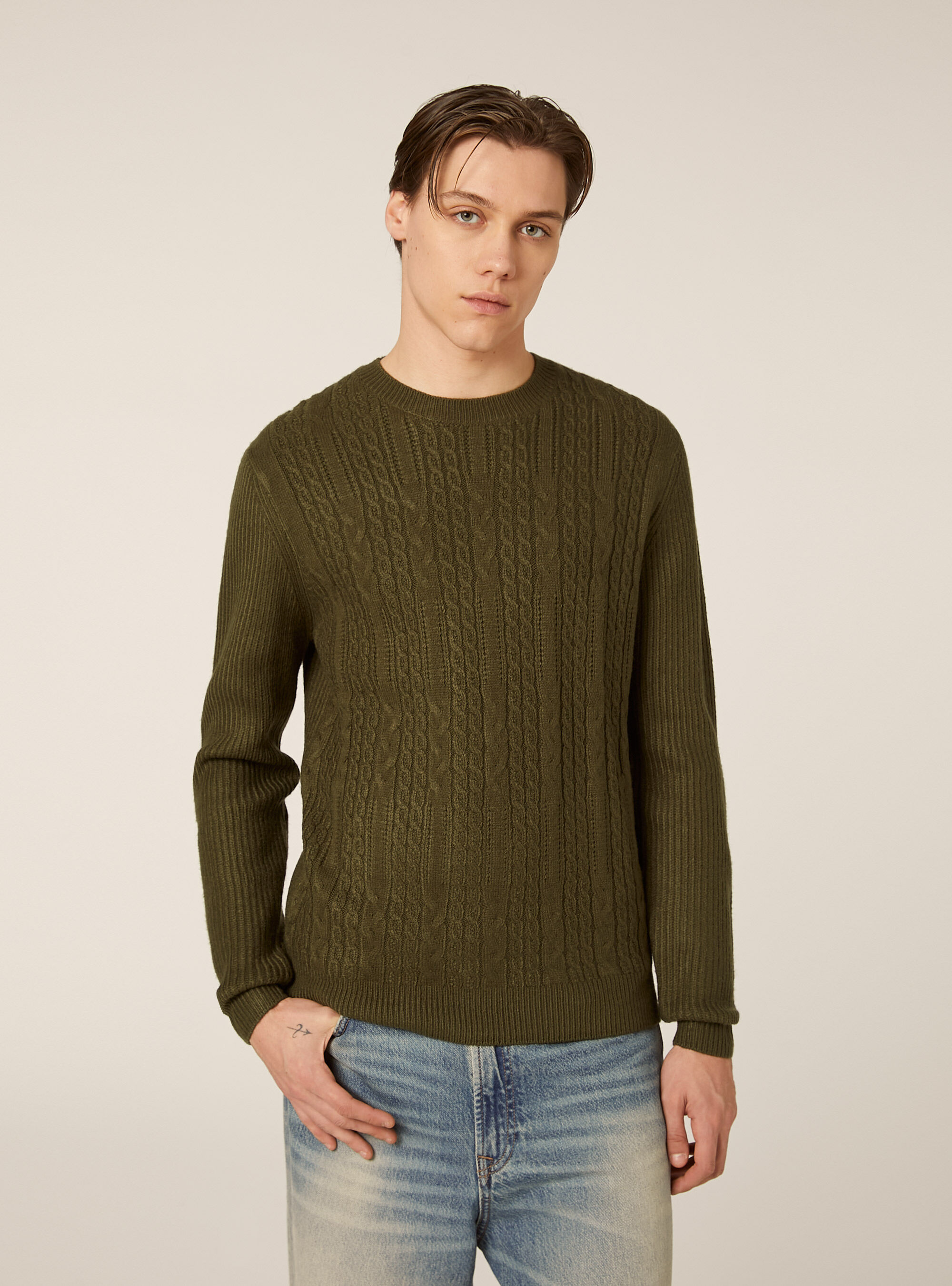 Maglione girocollo trecce