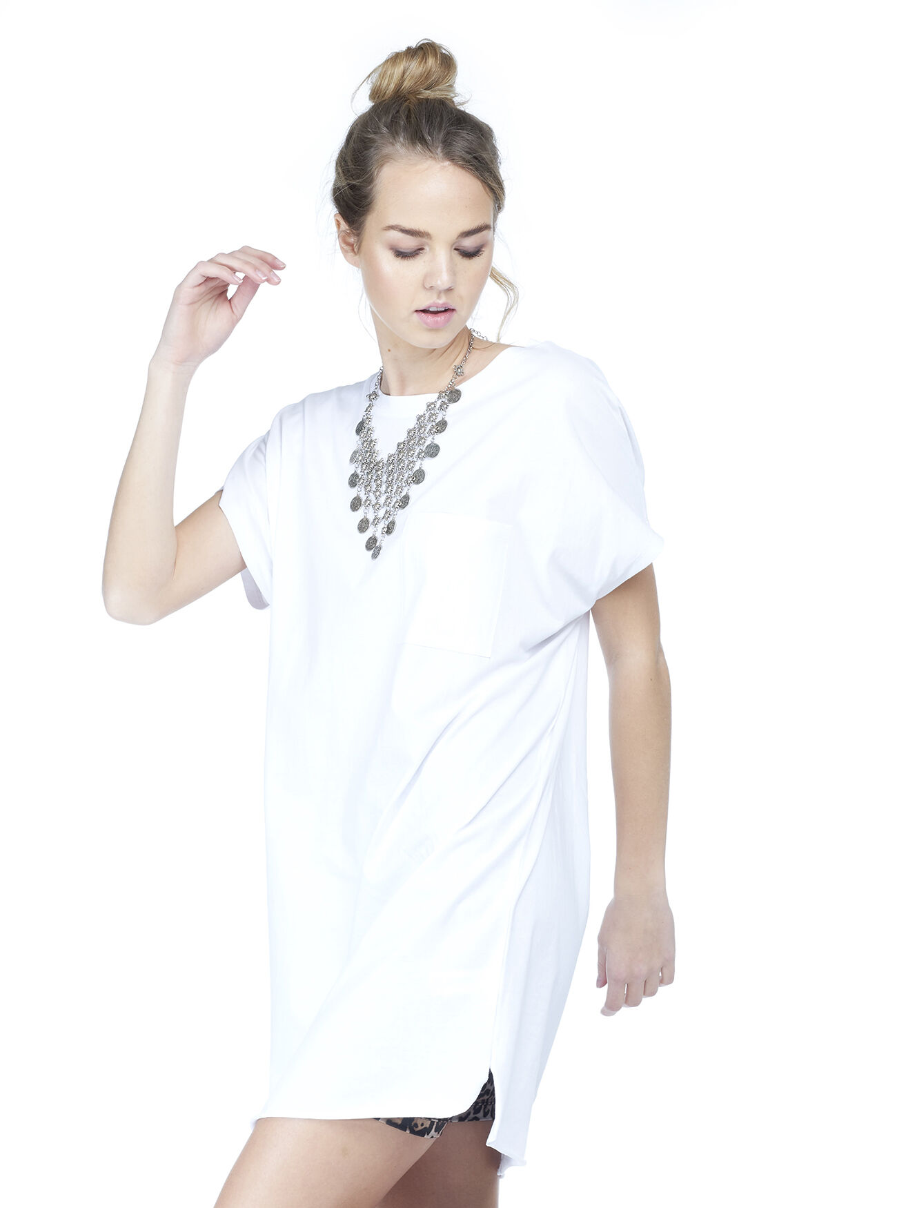 Maxi t-shirt vestito super comfort fit, C099 WHITE