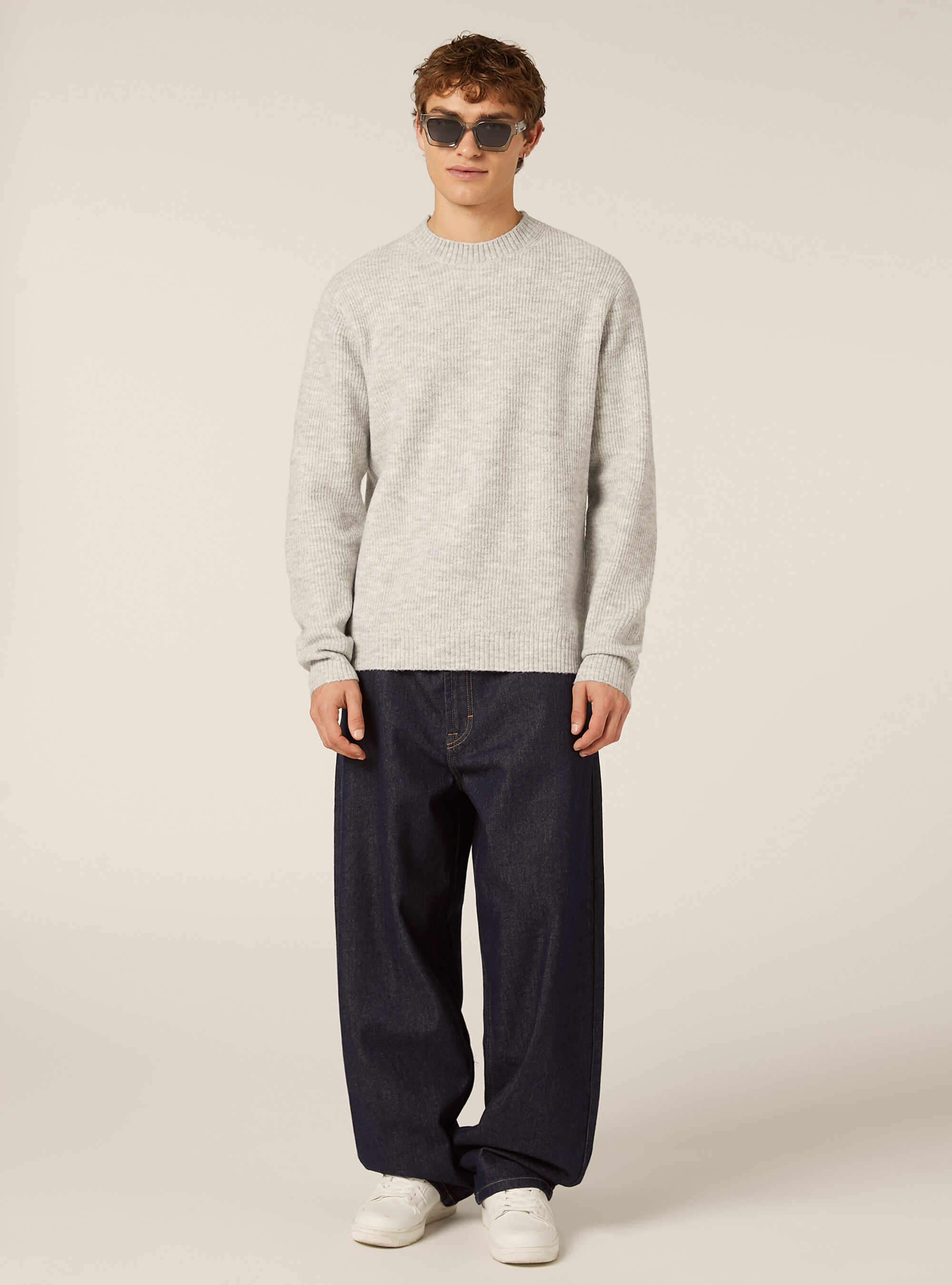 Weicher Pullover mit Rippstrick, MGY1 GREY MEL DARK