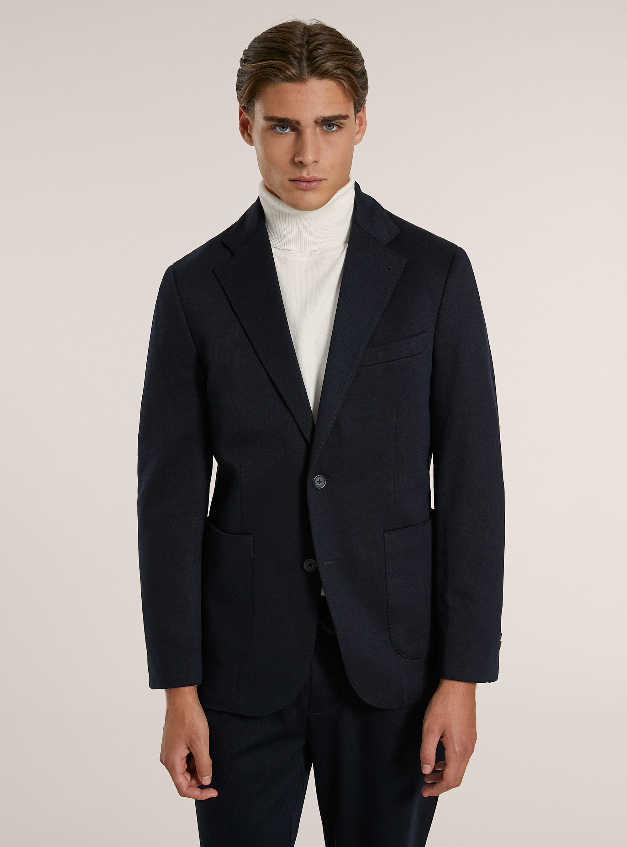 Giacca monopetto con texture a nido d'ape, NA1 NAVY DARK