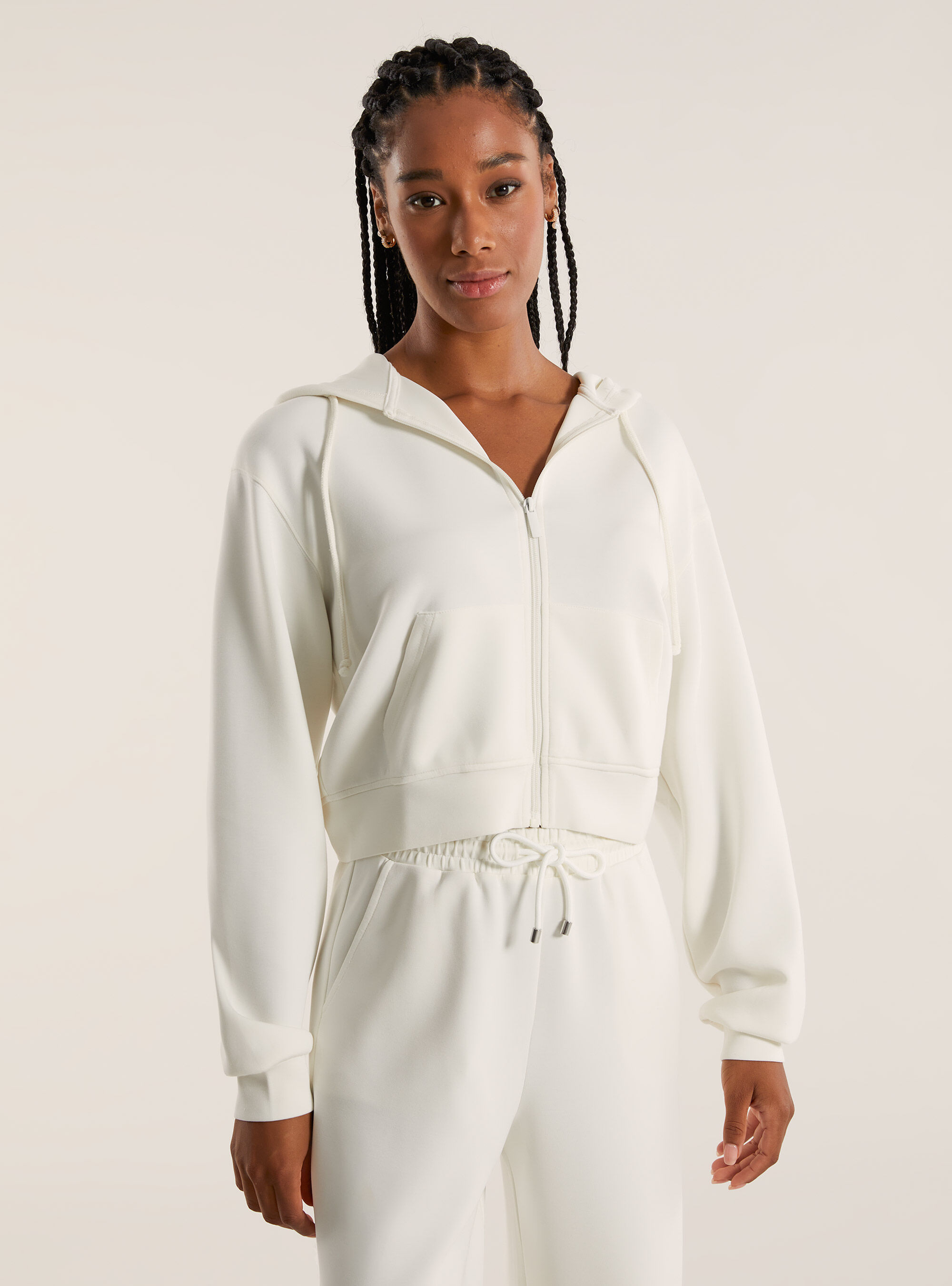 Cropped zip sweatshirt in soft scuba fabric Alcott Women s Sweatshirts