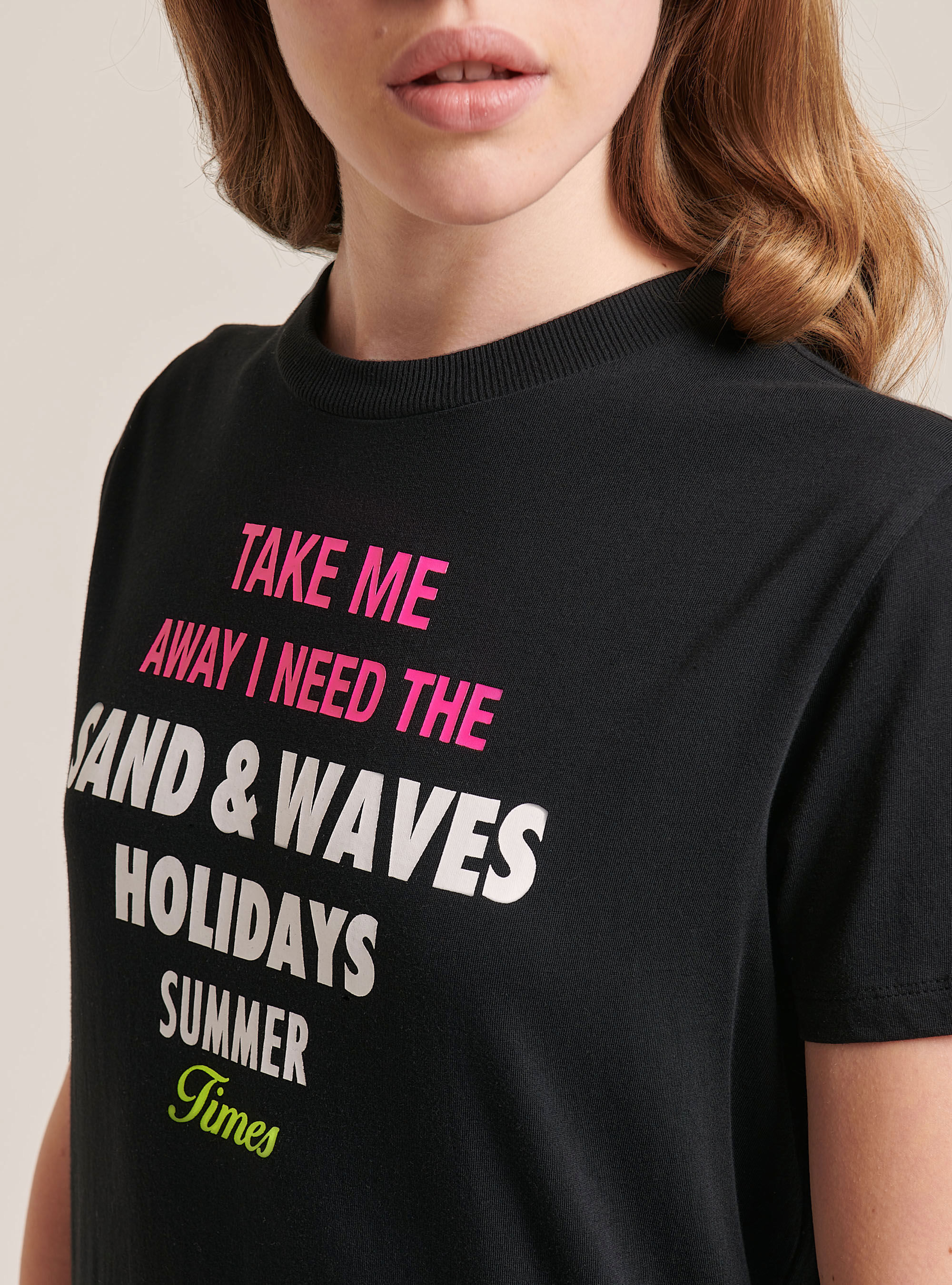 T-shirt col rond avec imprim&eacute;, C101 BLACK