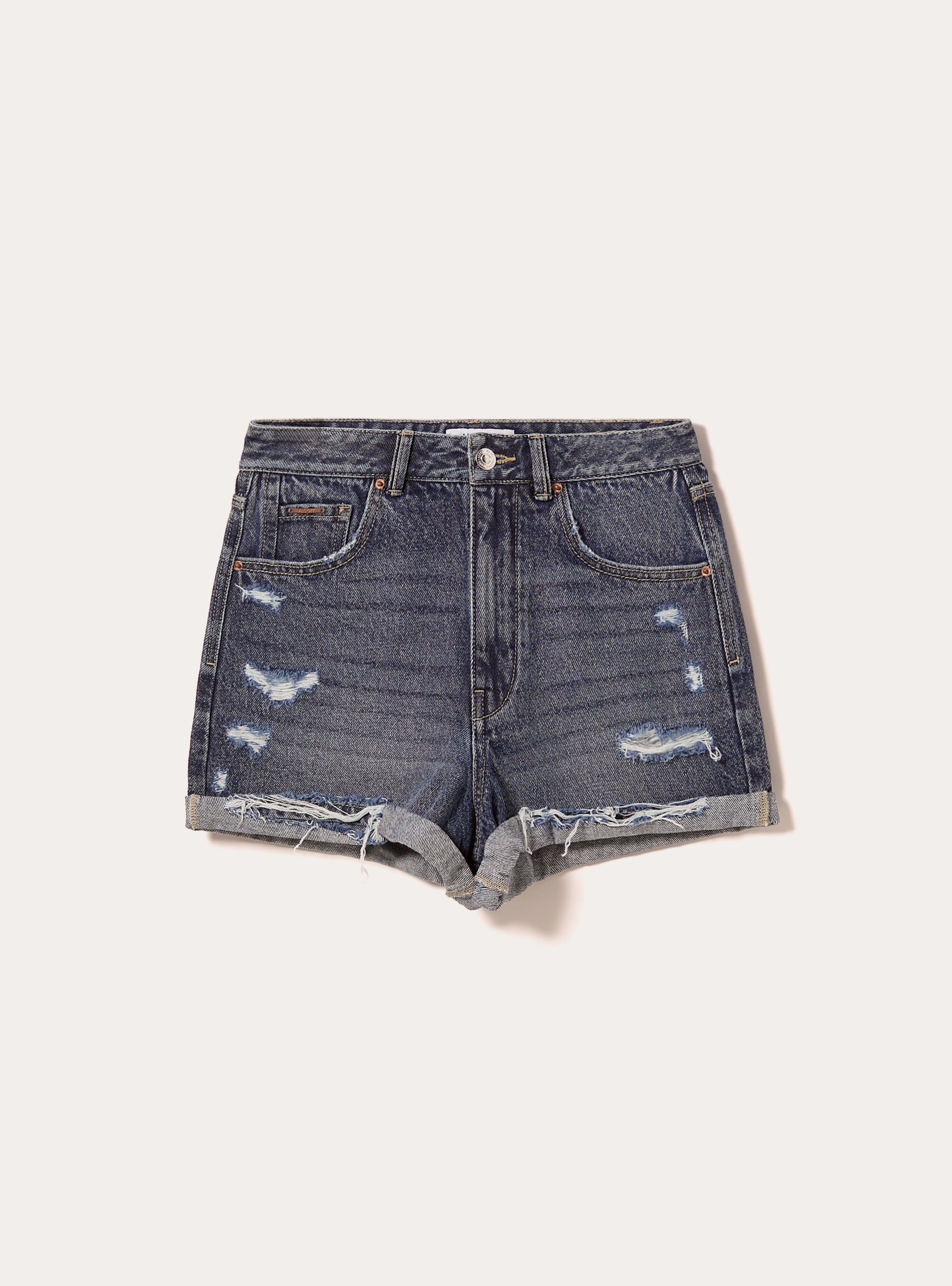 Denim mom fit shorts, D004 MEDIUM LIGHT BLUE