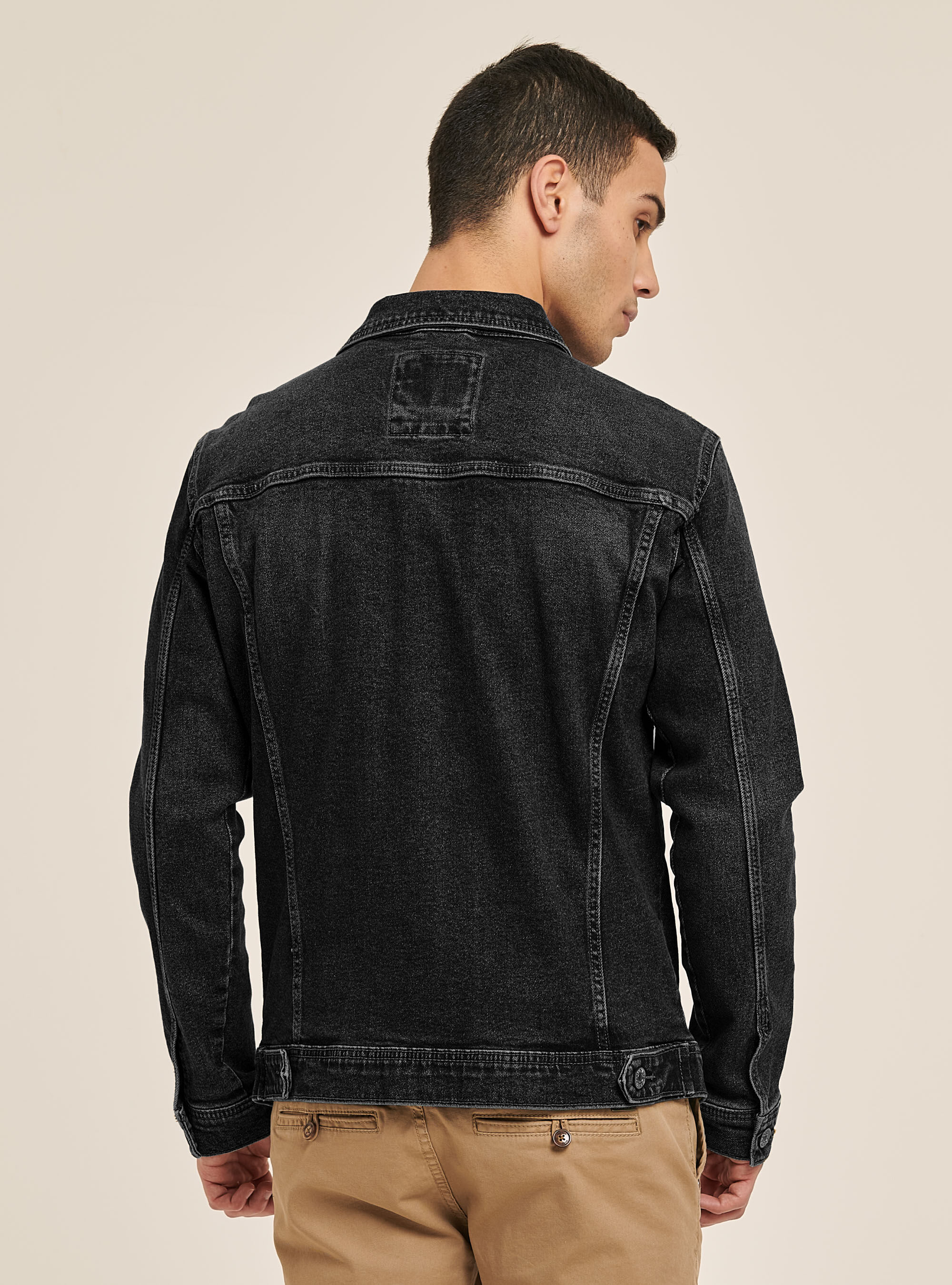Black denim 2025 jacket stretch