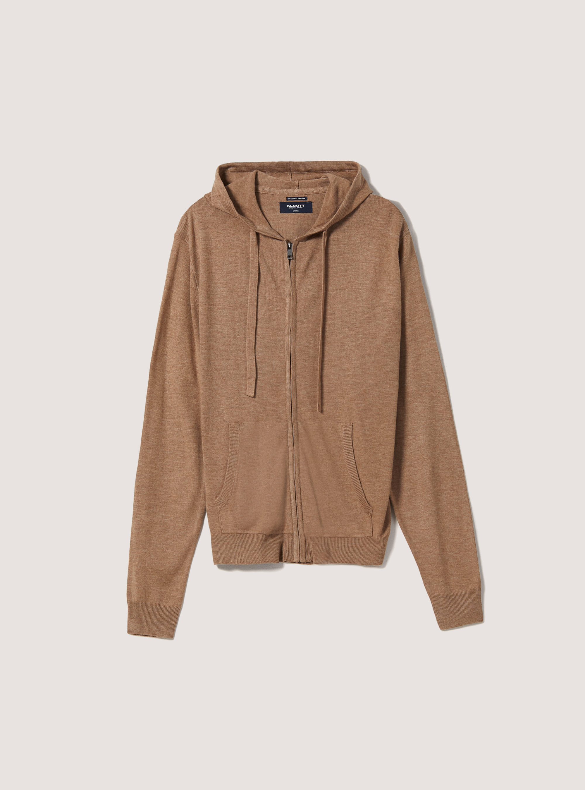 Pullover cardigan with hood, MBG3 BEIGE MEL LIGHT