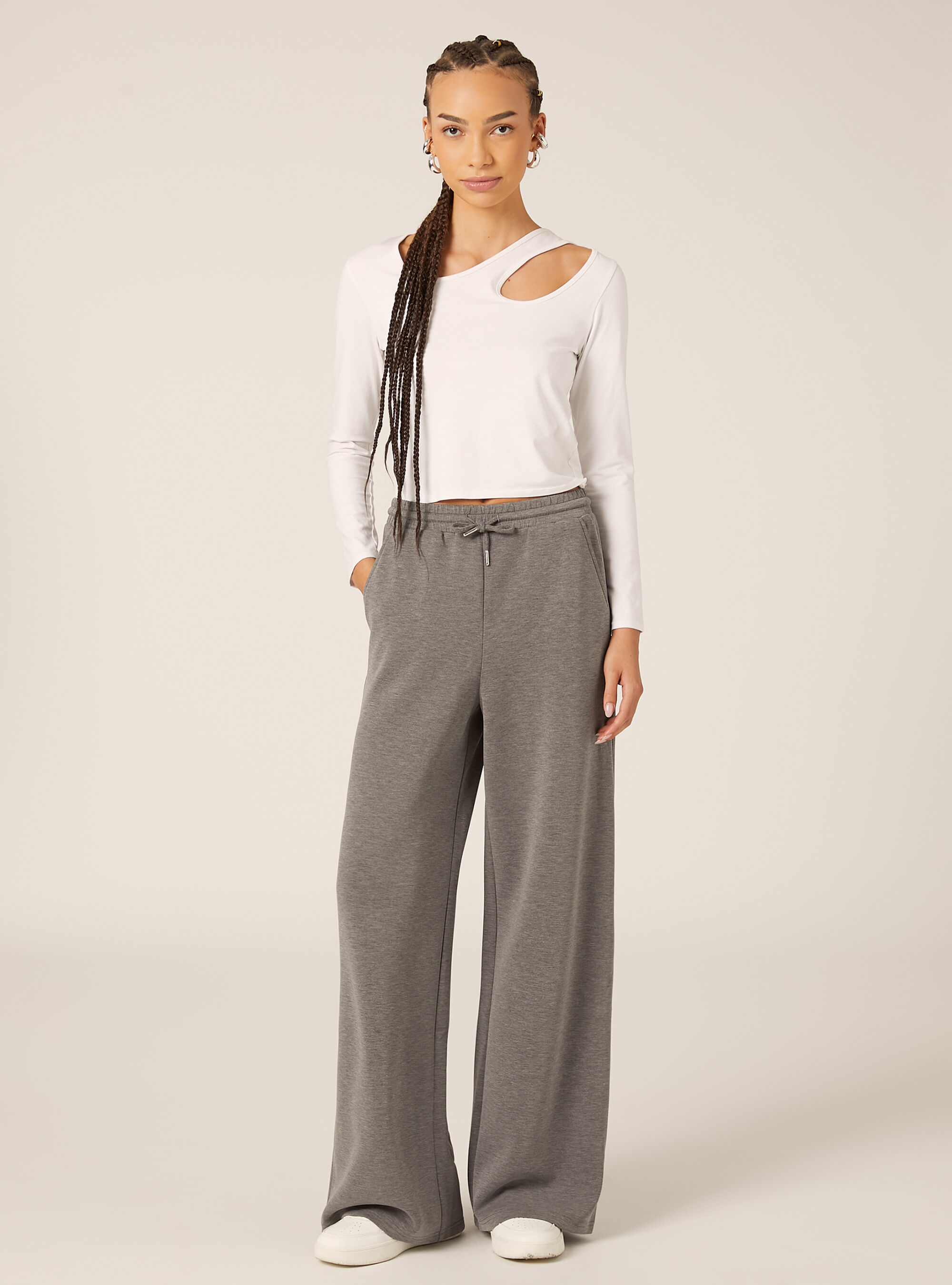 Soft touch wide leg joggers, MGY1 GREY MEL DARK