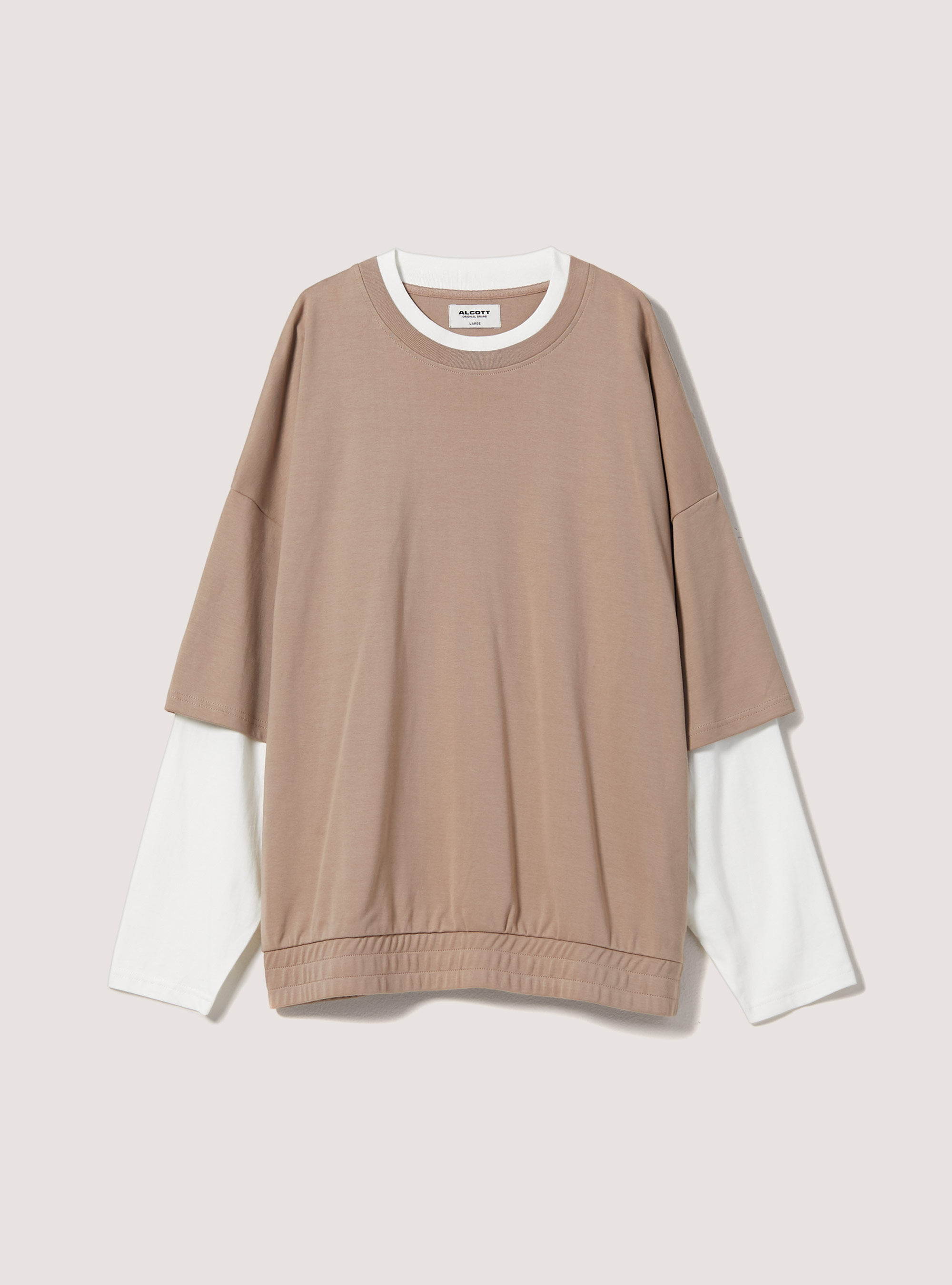 Oversized double sleeve sweatshirt, BG3 BEIGE LIGHT