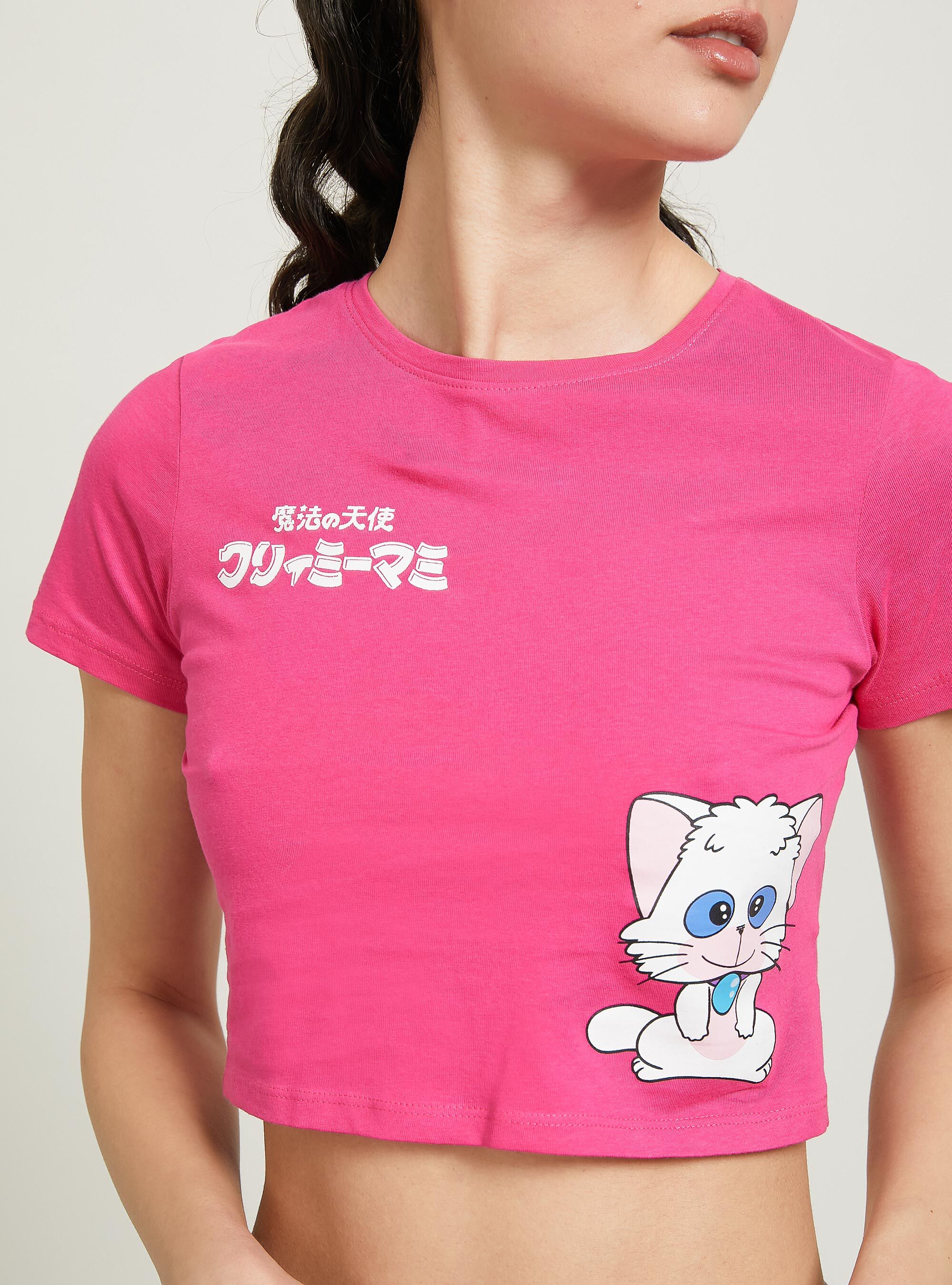 Creamy / Alcott cropped t-shirt, FX2 FUXIA MEDIUM