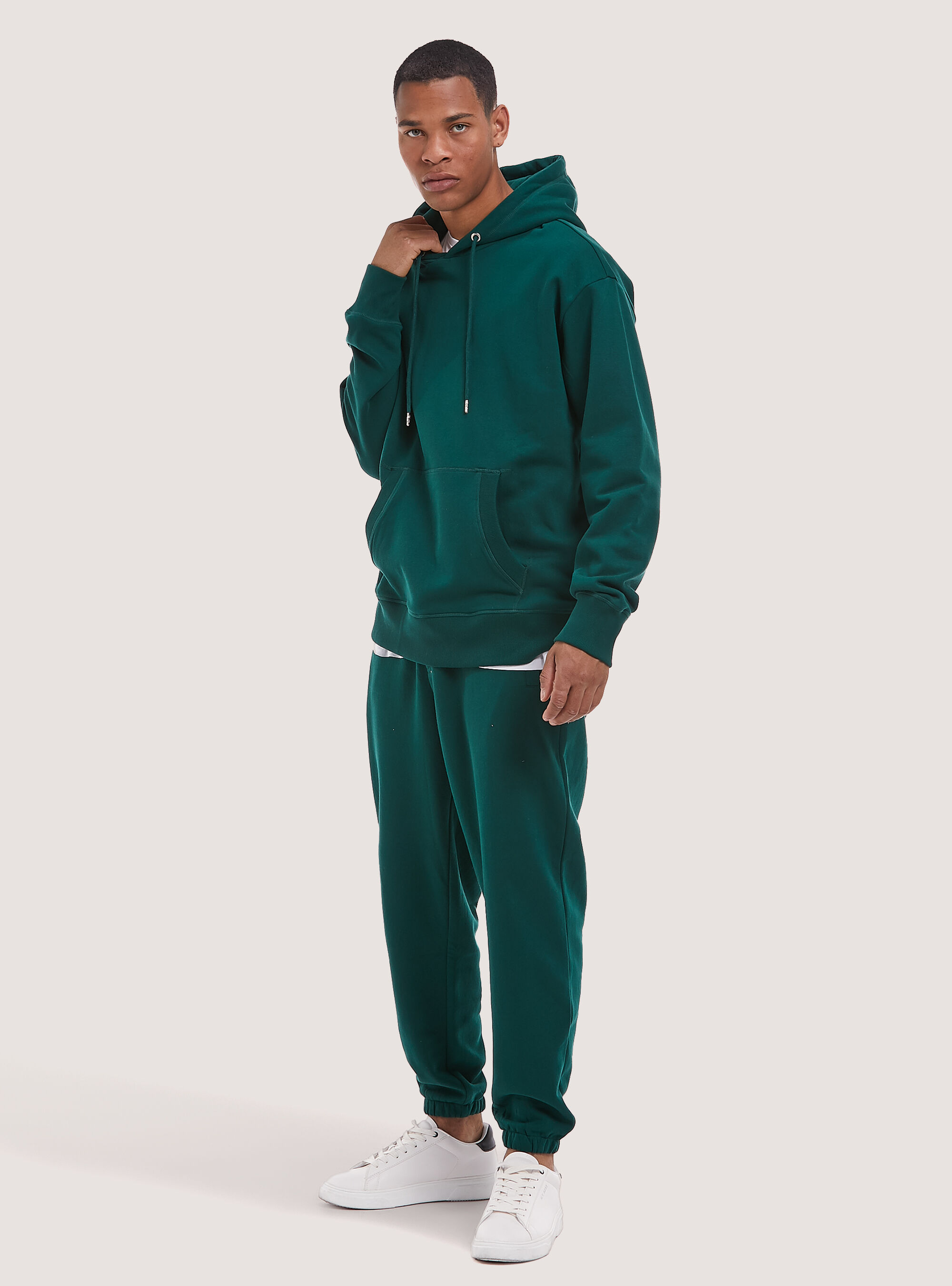 Sweatshirt with hood and pouch pocket, GN1 GREEN DARK