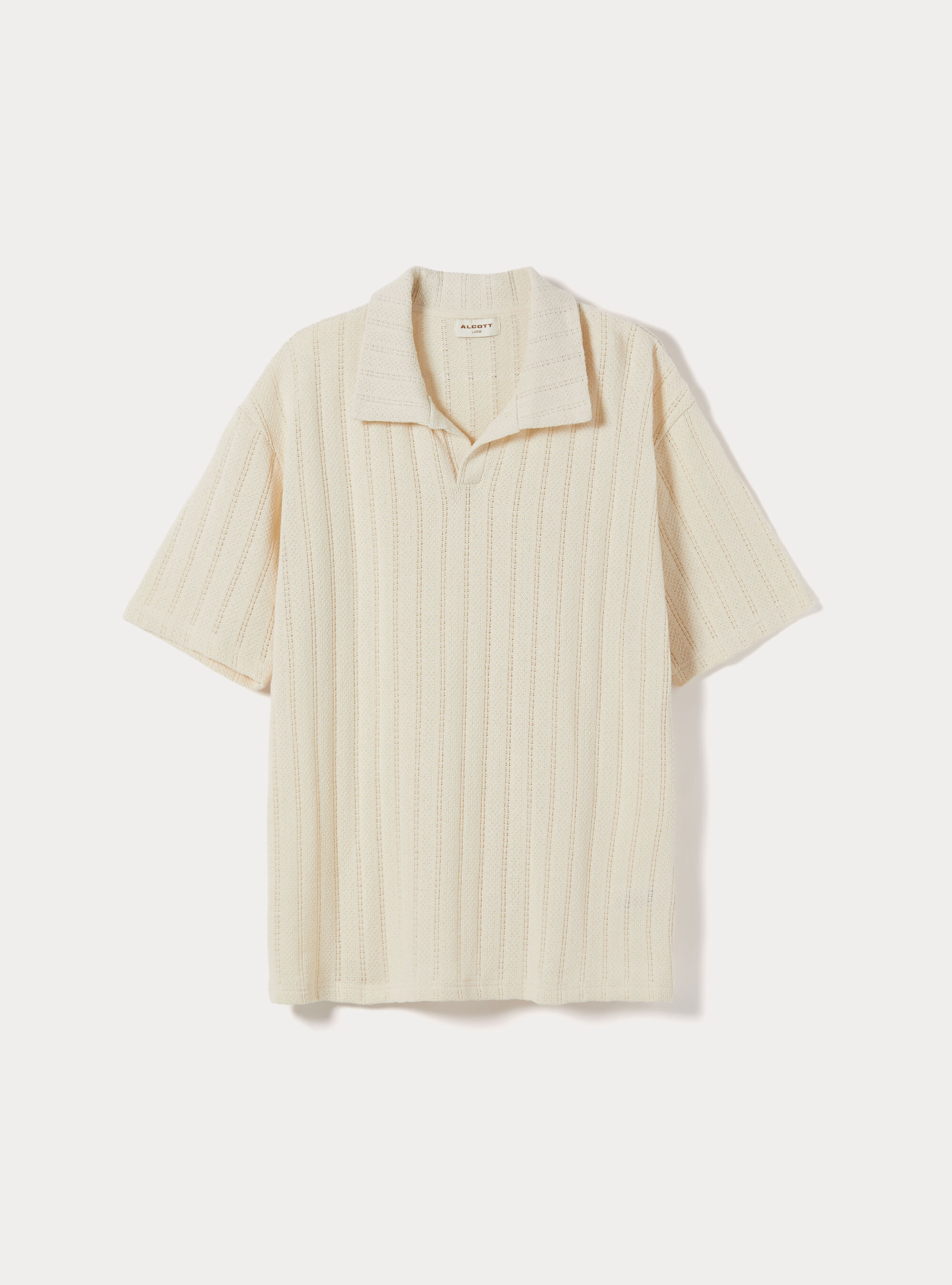 Polo in maglia traforata, CREMA CHIARO