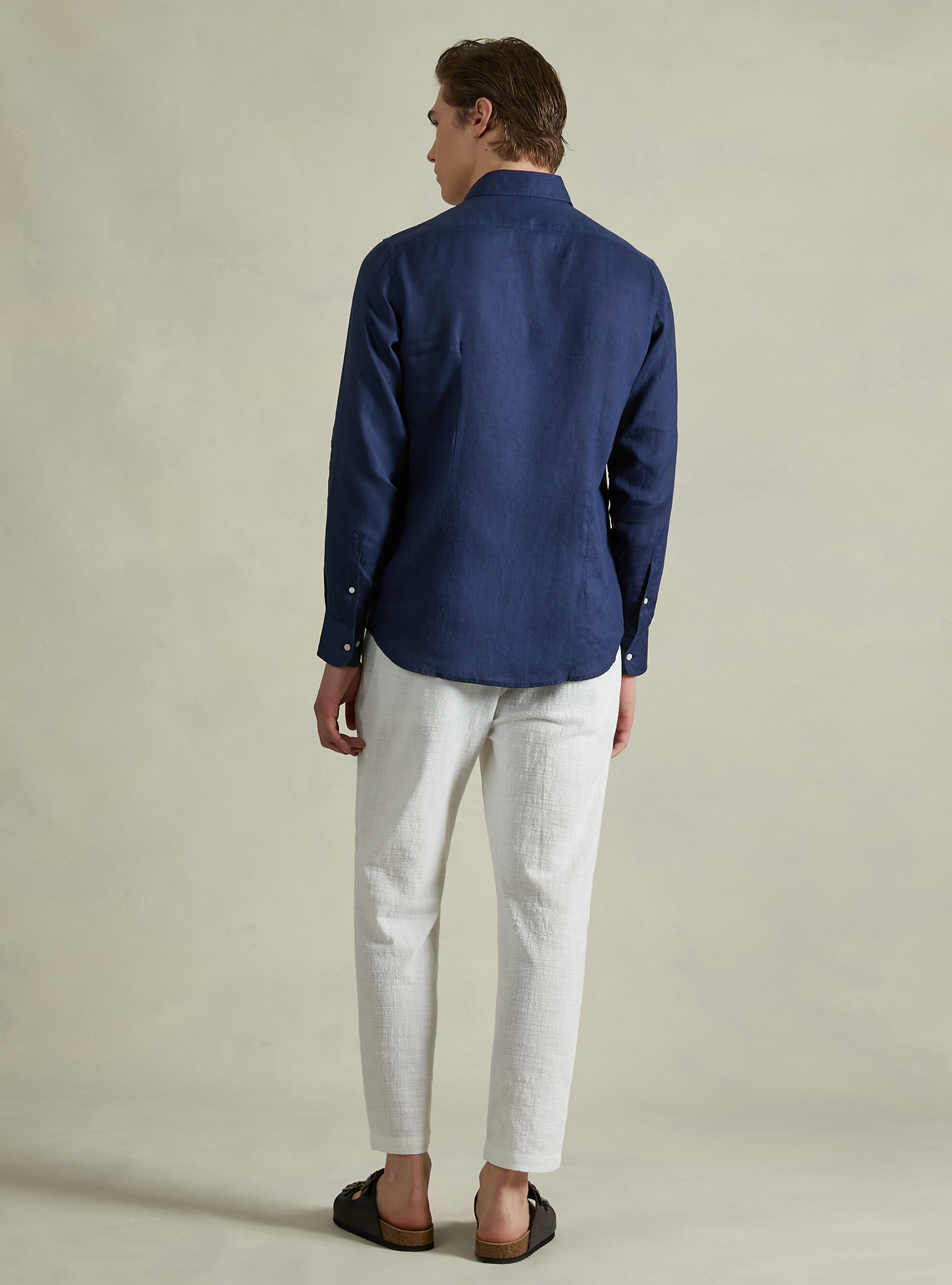 Pantalon en coton avec cordon de serrage &agrave; la taille, WH2 WHITE