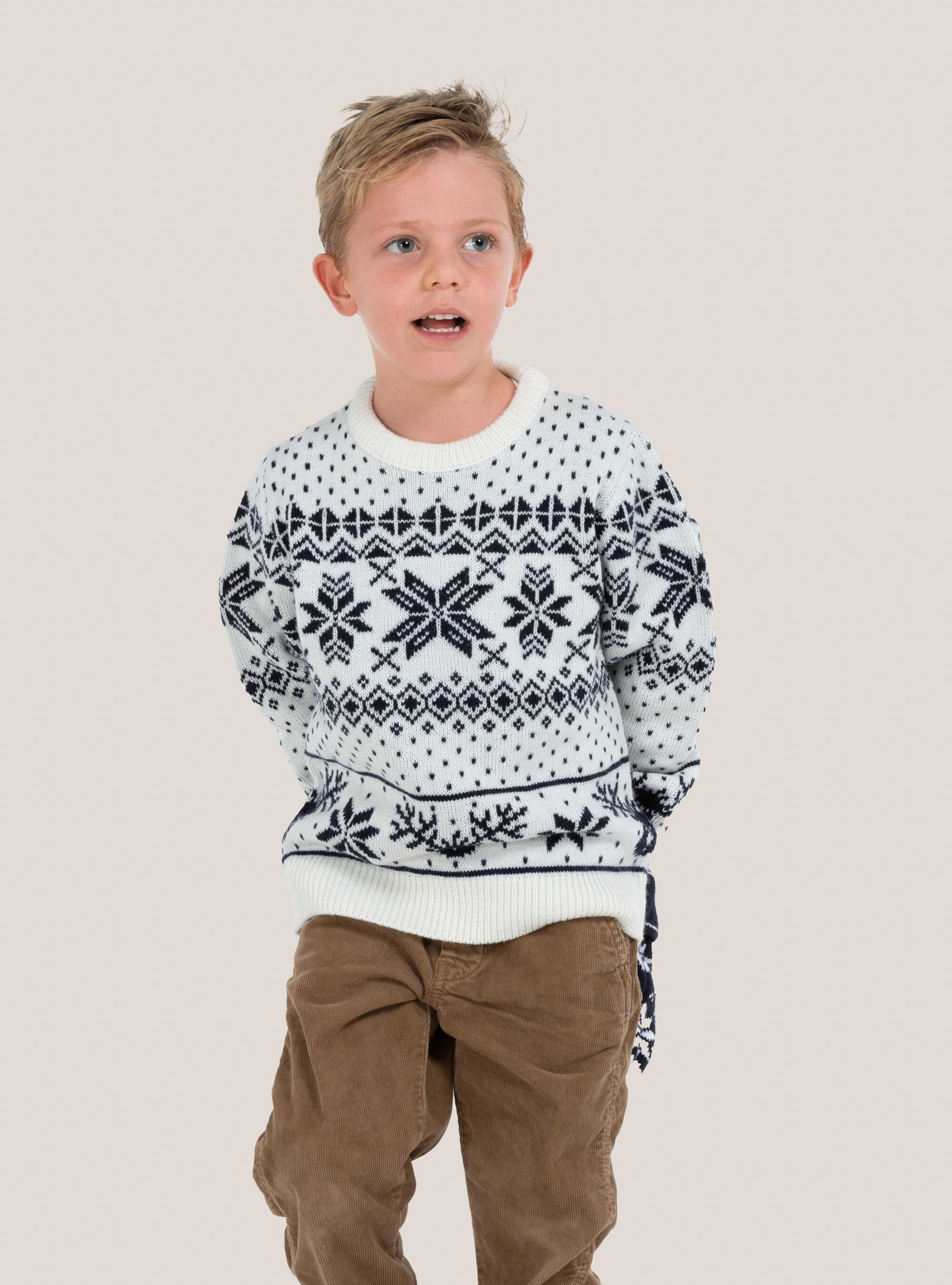 Pull de Noel ''mini me'' avec flocons de neige, C085 WHITE