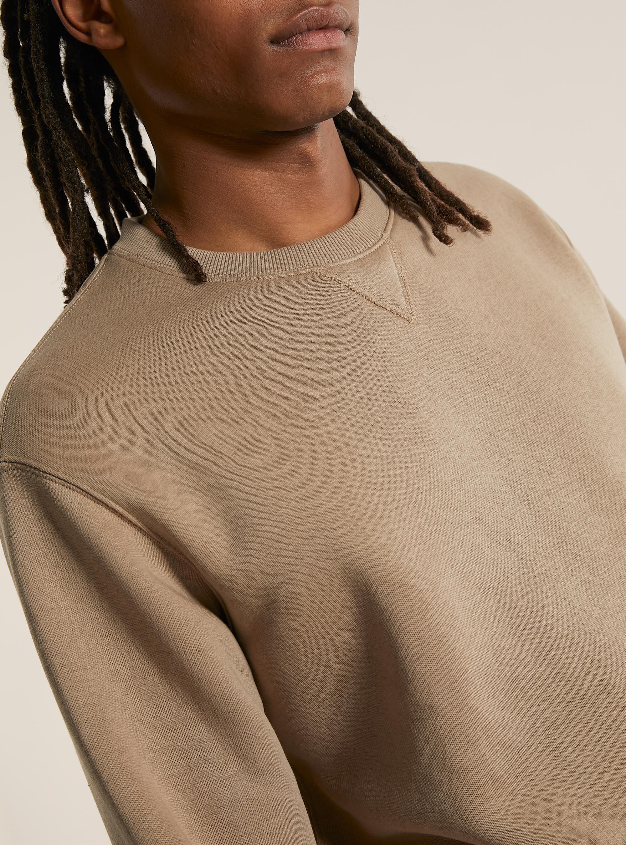 Solid-coloured crewneck sweatshirt, BG1 BEIGE DARK
